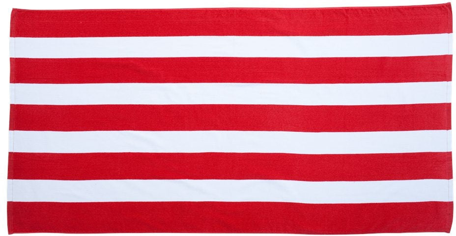 no-logo Carmel Towel Company Cabana Stripe Velour Beach Towel-Accessories-Carmel Towel-Red-Thread Logic