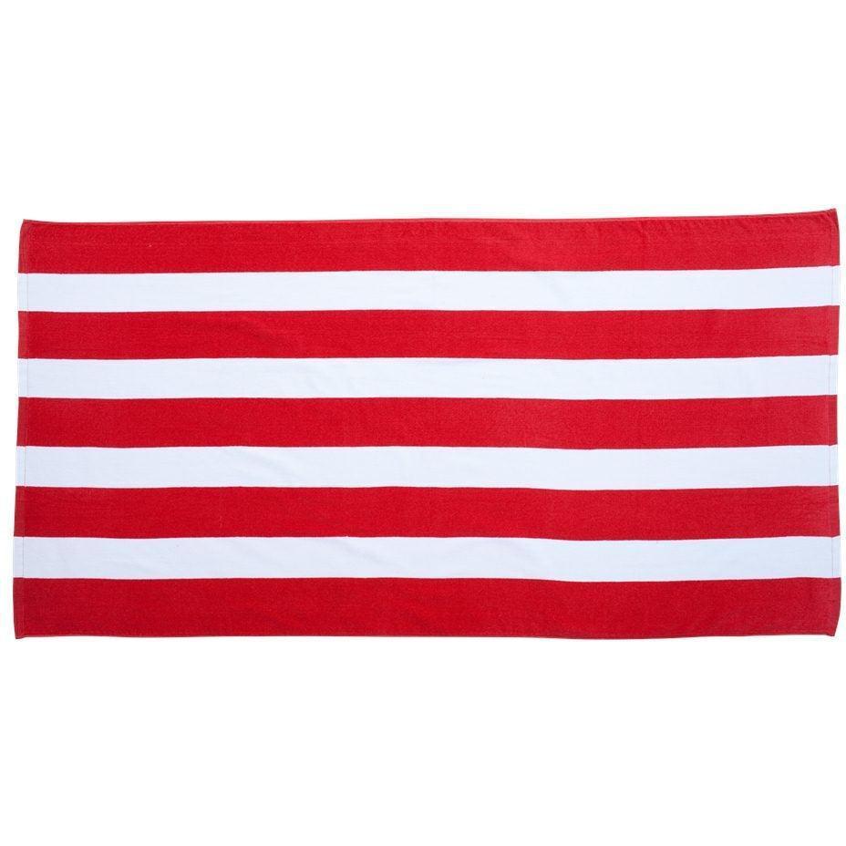 no-logo Carmel Towel Company Cabana Stripe Velour Beach Towel-Accessories-Carmel Towel-Red-Thread Logic