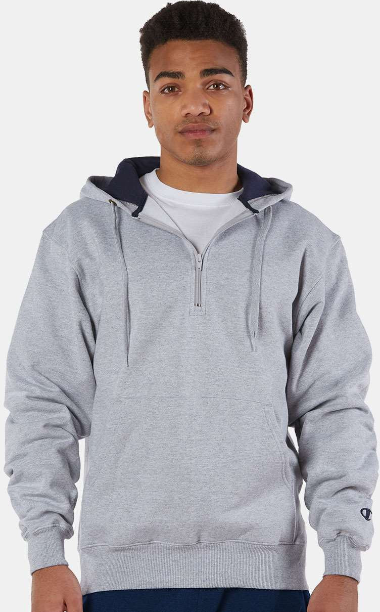 no-logo Champion Cotton Max Hooded Quarter-Zip Sweatshirt-Men's Layering-Champion-Thread Logic