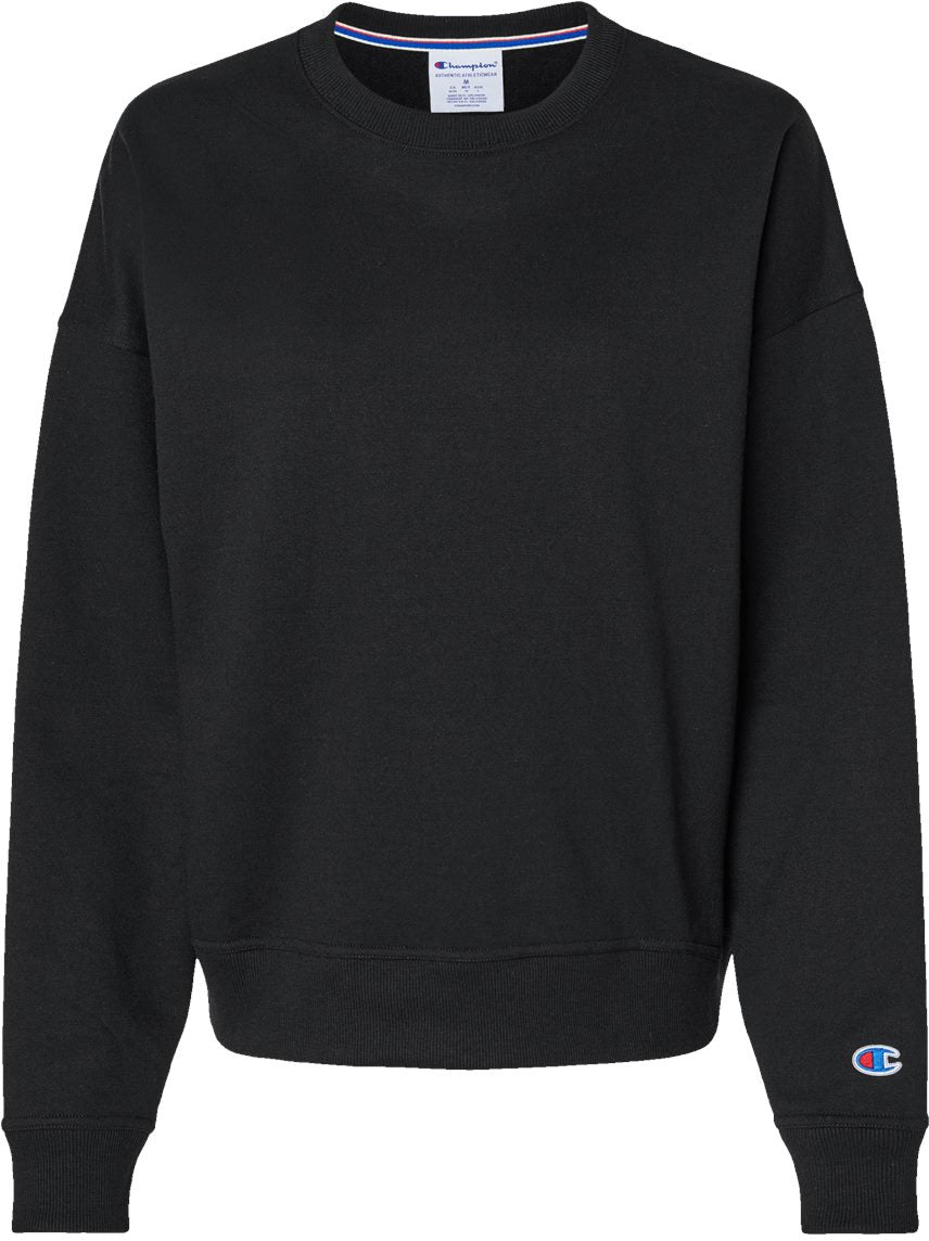 Champion Ladies Powerblend Crewneck Sweatshirt-Apparel-Champion-Black-S-Thread Logic