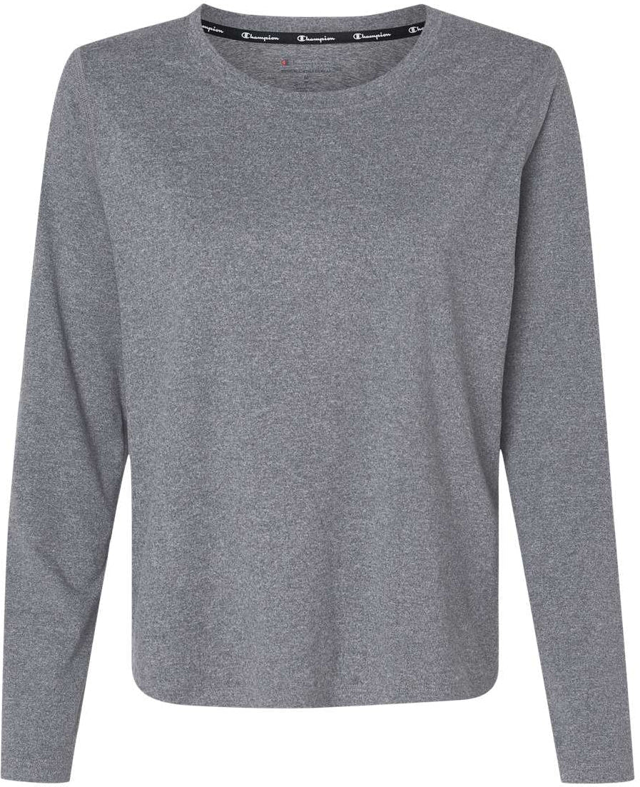 Champion Ladies Sport Soft Touch Long Sleeve T-Shirt-Apparel-Champion-Ebony Heather-S-Thread Logic