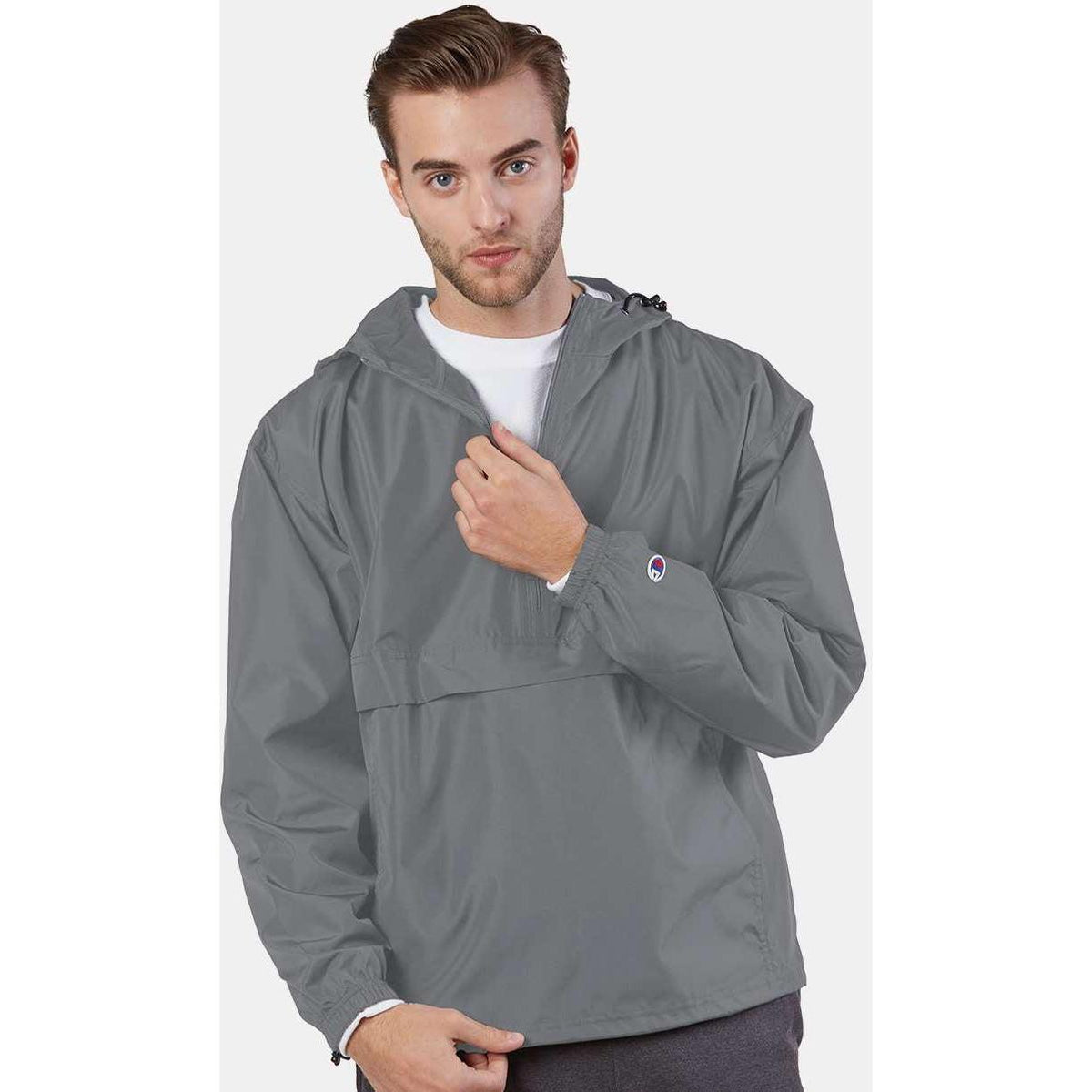 no-logo Champion Packable Quarter-Zip Jacket-Men's Jackets-Champion-Thread Logic