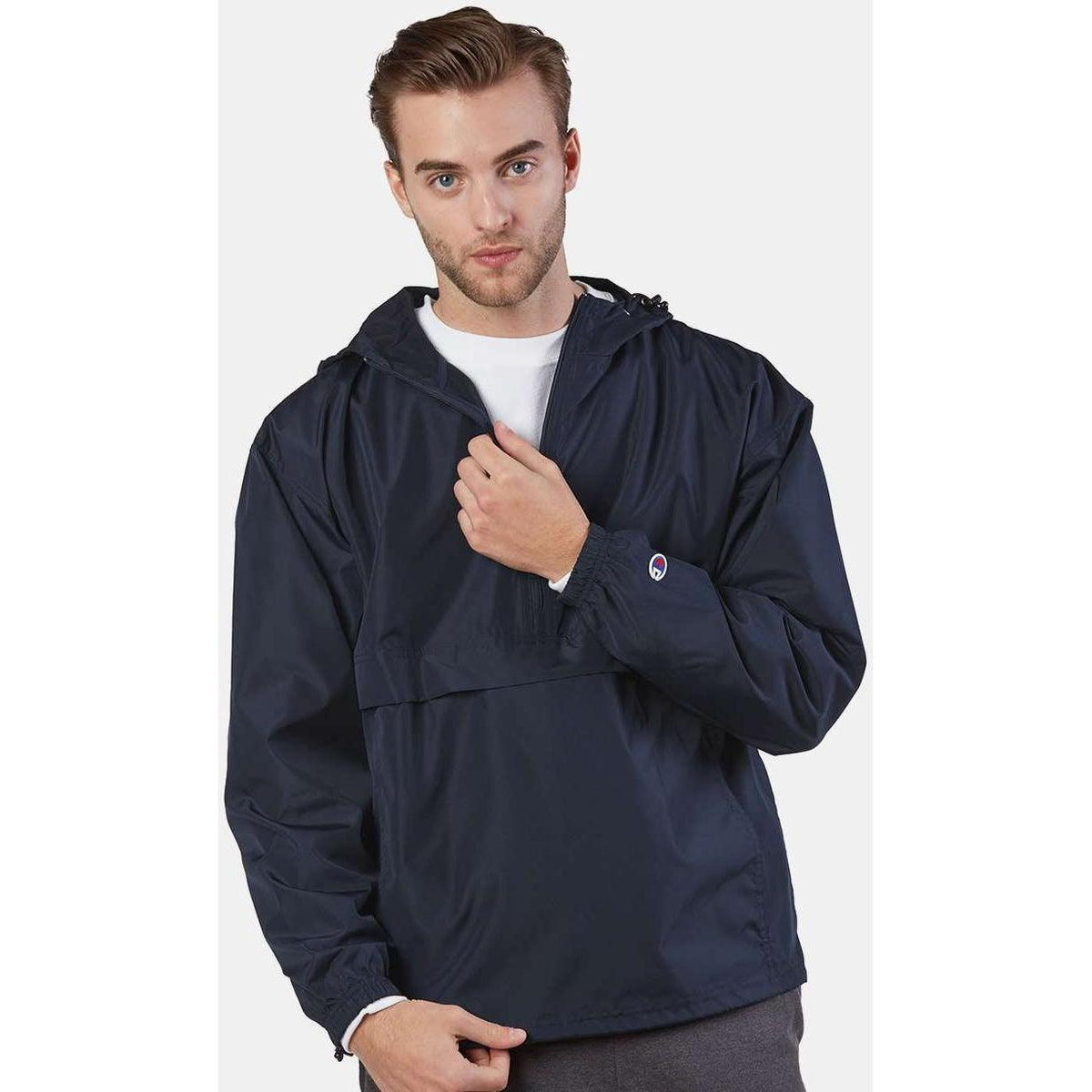 no-logo Champion Packable Quarter-Zip Jacket-Men's Jackets-Champion-Thread Logic