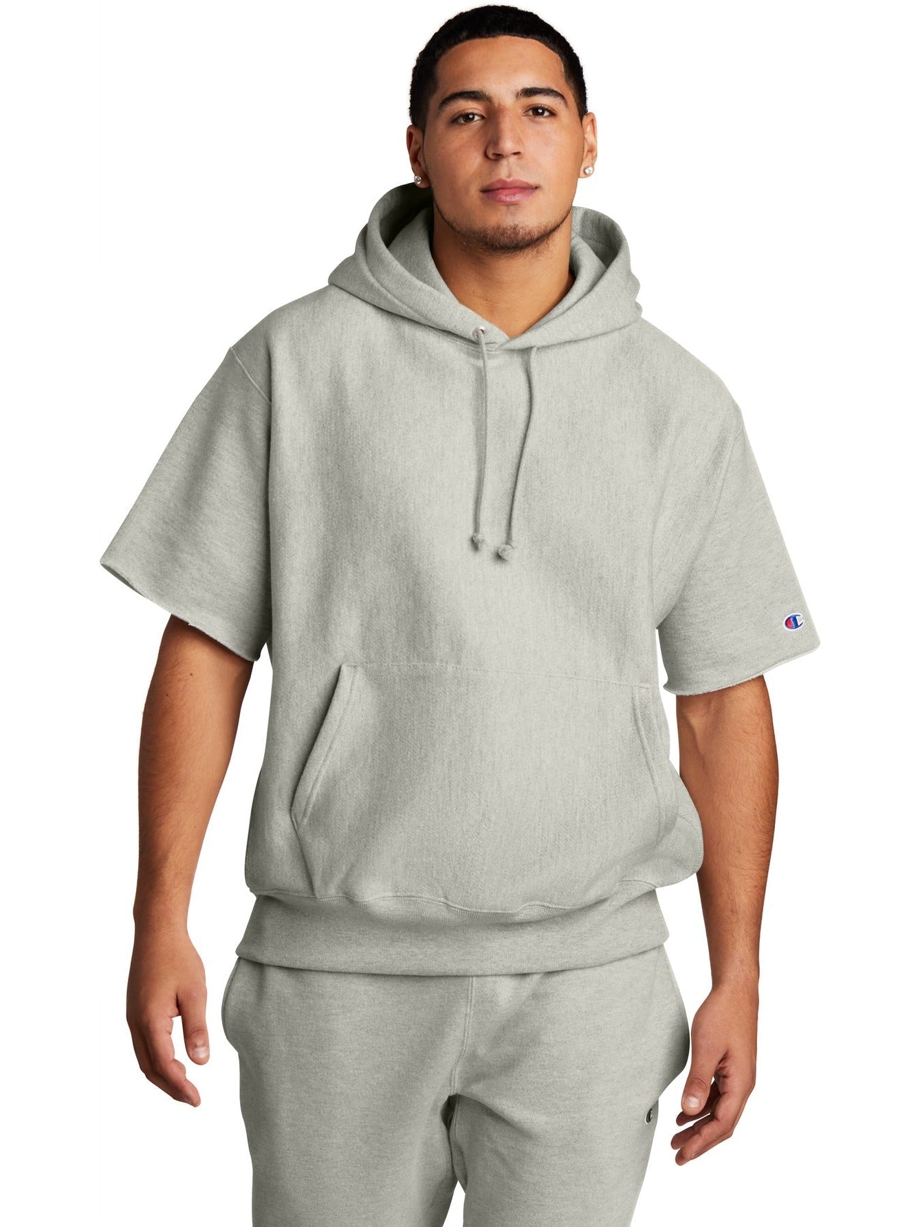 no-logo Champion Reverse Weave Short Sleeve Hooded Sweatshirt-Regular-Champion-Thread Logic