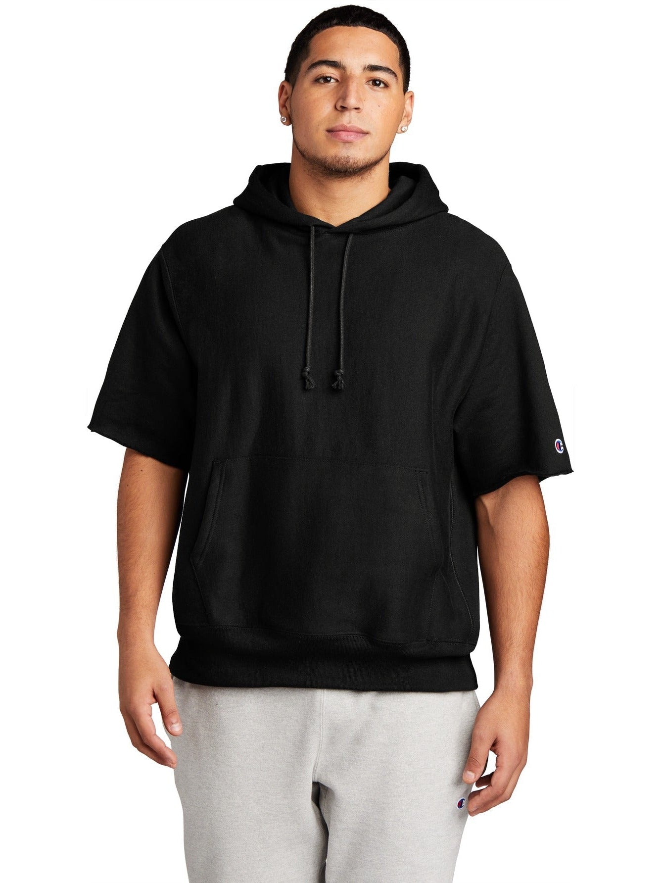 no-logo Champion Reverse Weave Short Sleeve Hooded Sweatshirt-Regular-Champion-Thread Logic