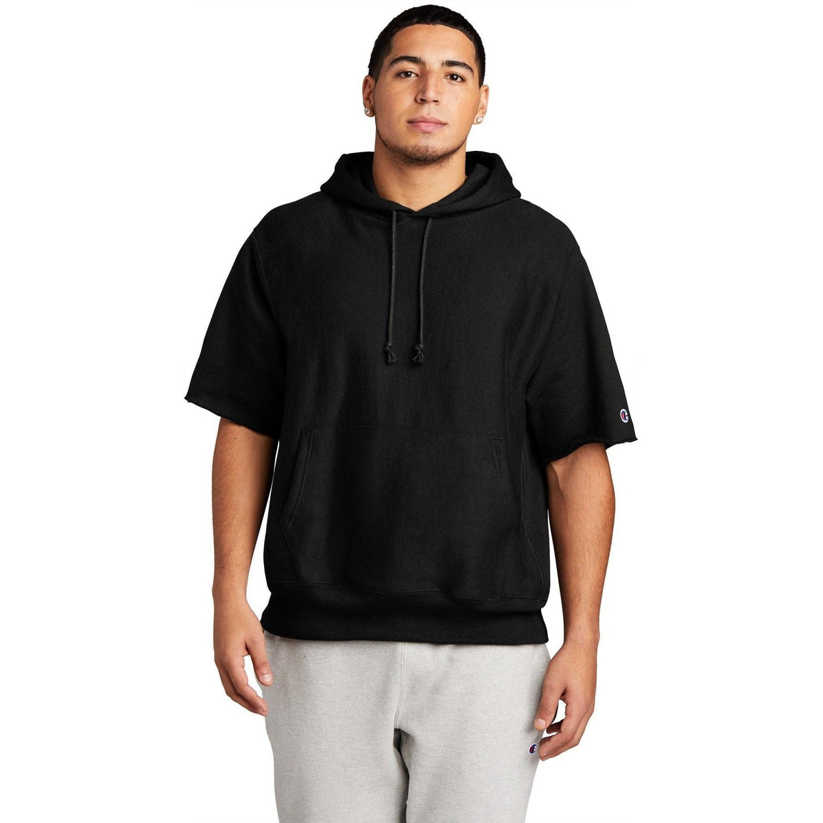 no-logo Champion Reverse Weave Short Sleeve Hooded Sweatshirt-Regular-Champion-Thread Logic