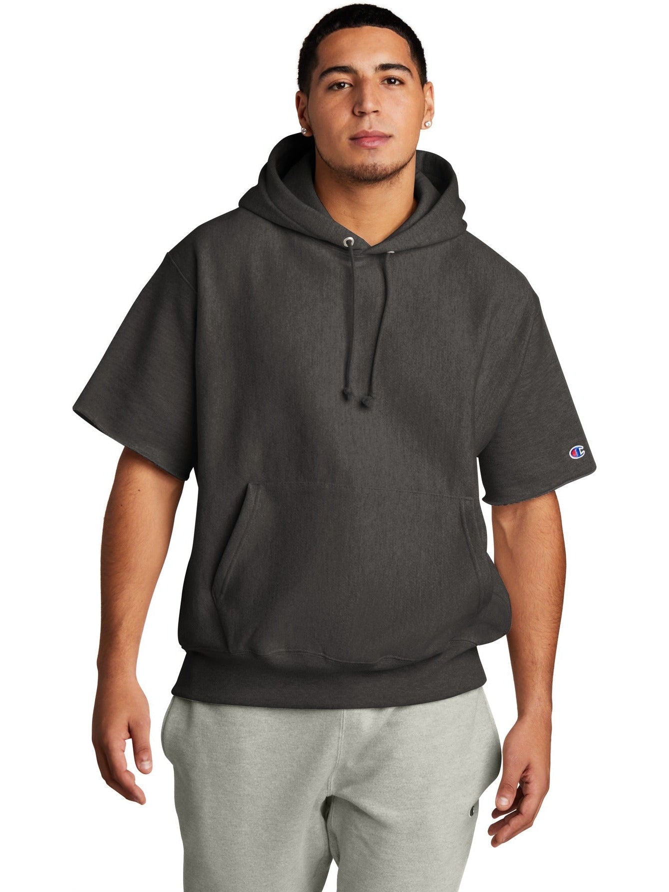 no-logo Champion Reverse Weave Short Sleeve Hooded Sweatshirt-Regular-Champion-Thread Logic