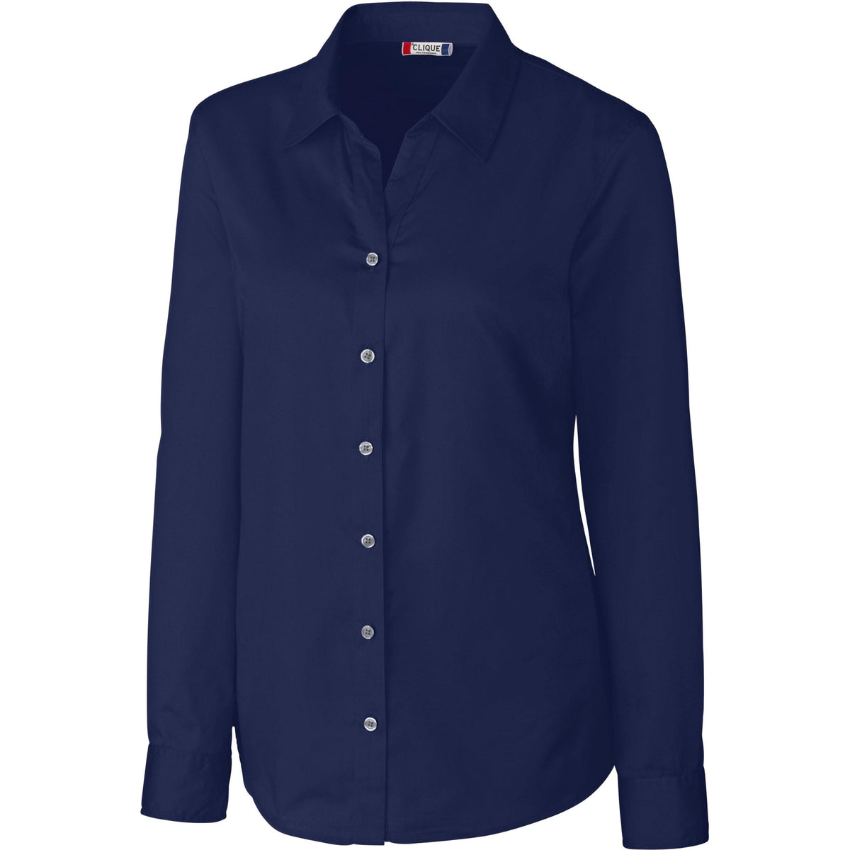 no-logo Clique Women's Avesta Long Sleeve Stain Resistant Twill-Dress Shirts-Clique-Navy-XS-Thread Logic