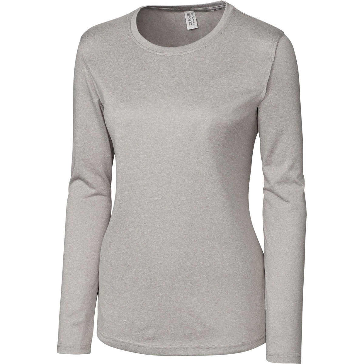 no-logo Clique Women's Charge Active Long Sleeve Tee-Ladies T Shirts-Clique-Light Grey Heather-S-Thread Logic