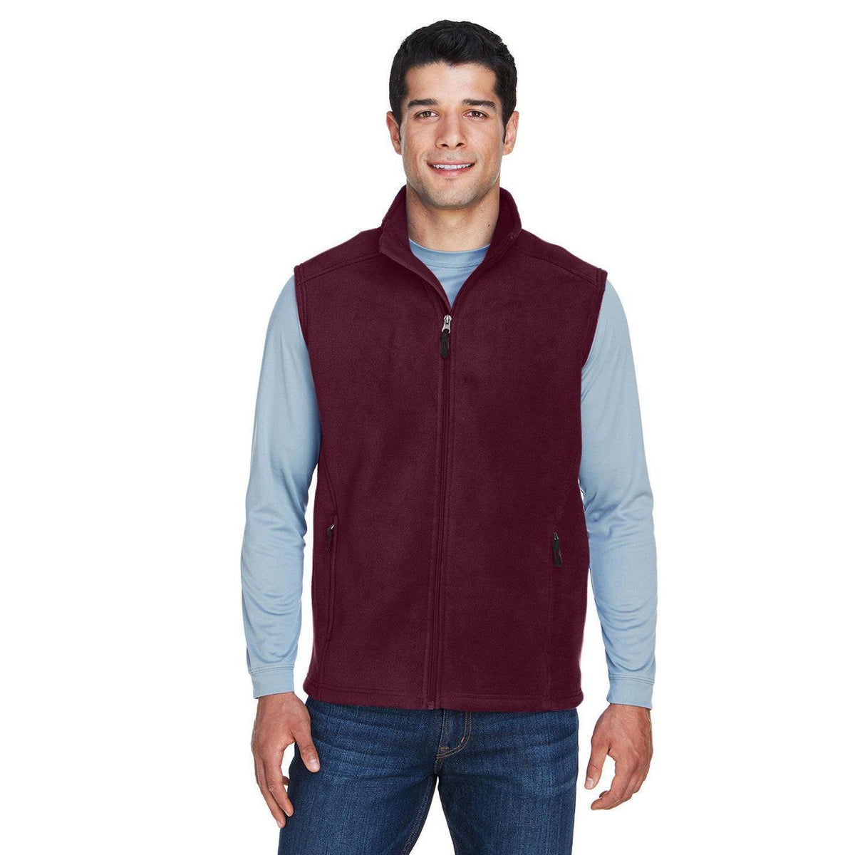 no-logo Core 365 Journey Fleece Vest-Men's Layering-CORE365-Burgundy-S-Thread Logic