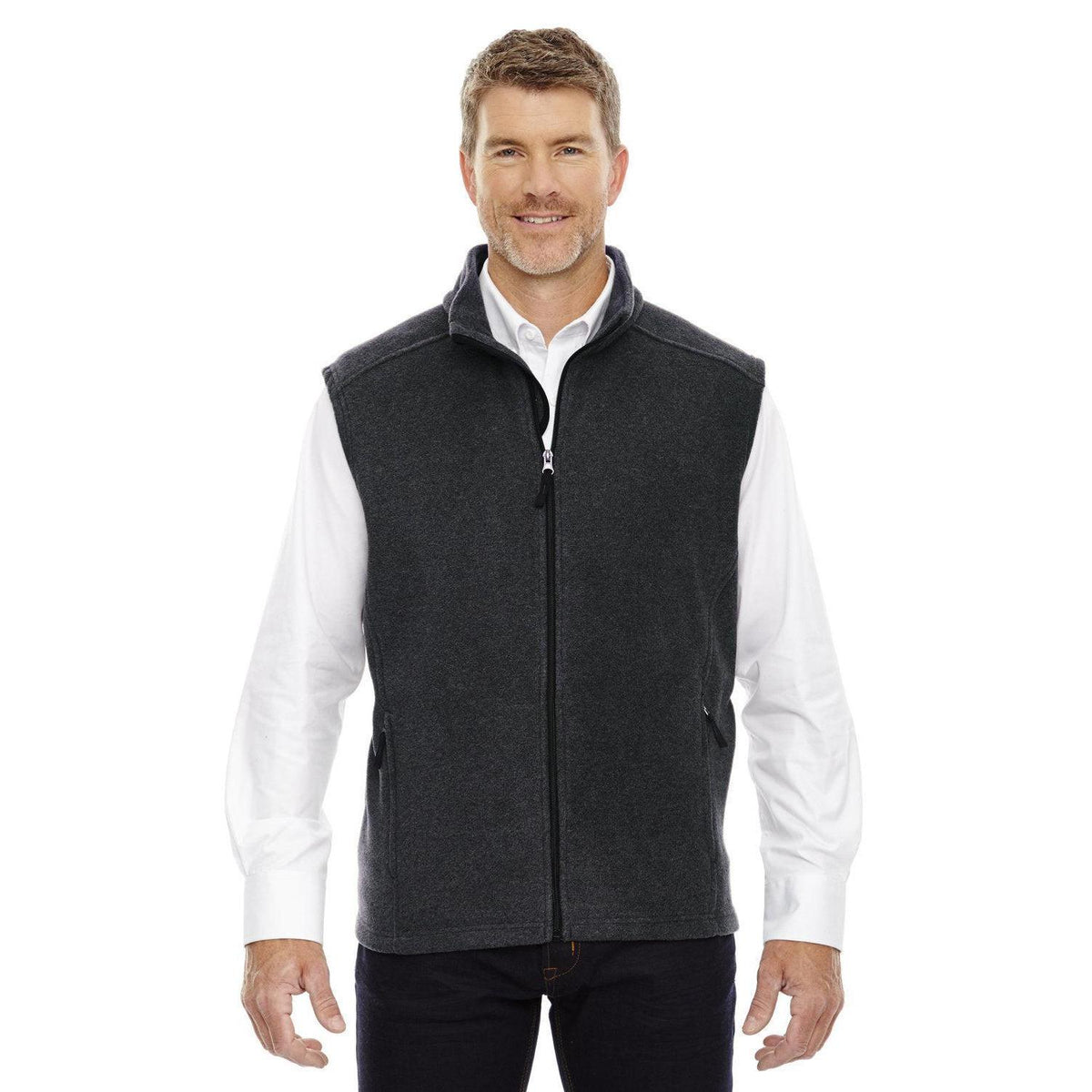 no-logo Core 365 Journey Fleece Vest-Men's Layering-CORE365-Heather Charcoal-S-Thread Logic