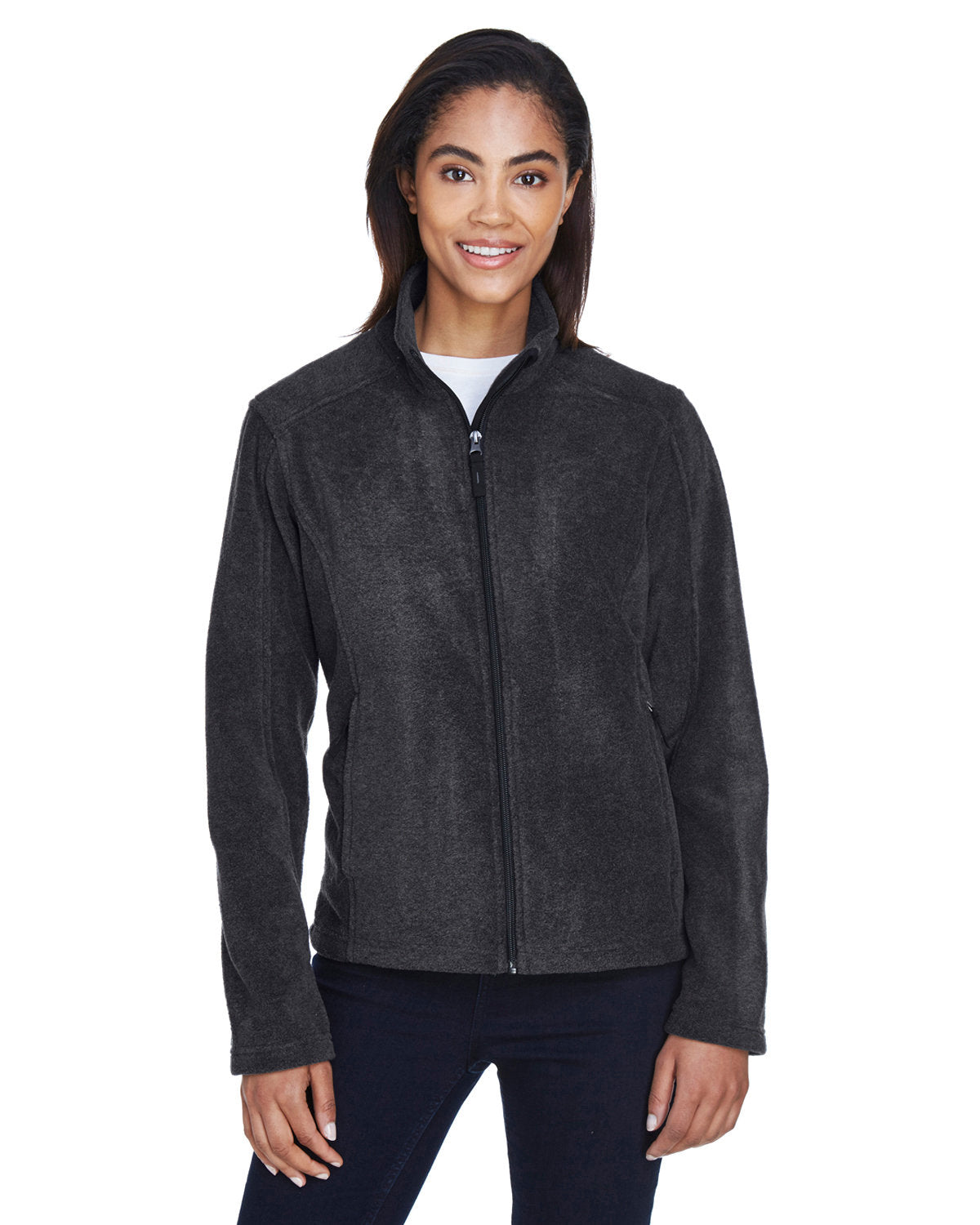 Core 365 Ladies Fleece Jacket-Ladies Jackets-CORE365-Heather Charcoal-XS-Thread Logic