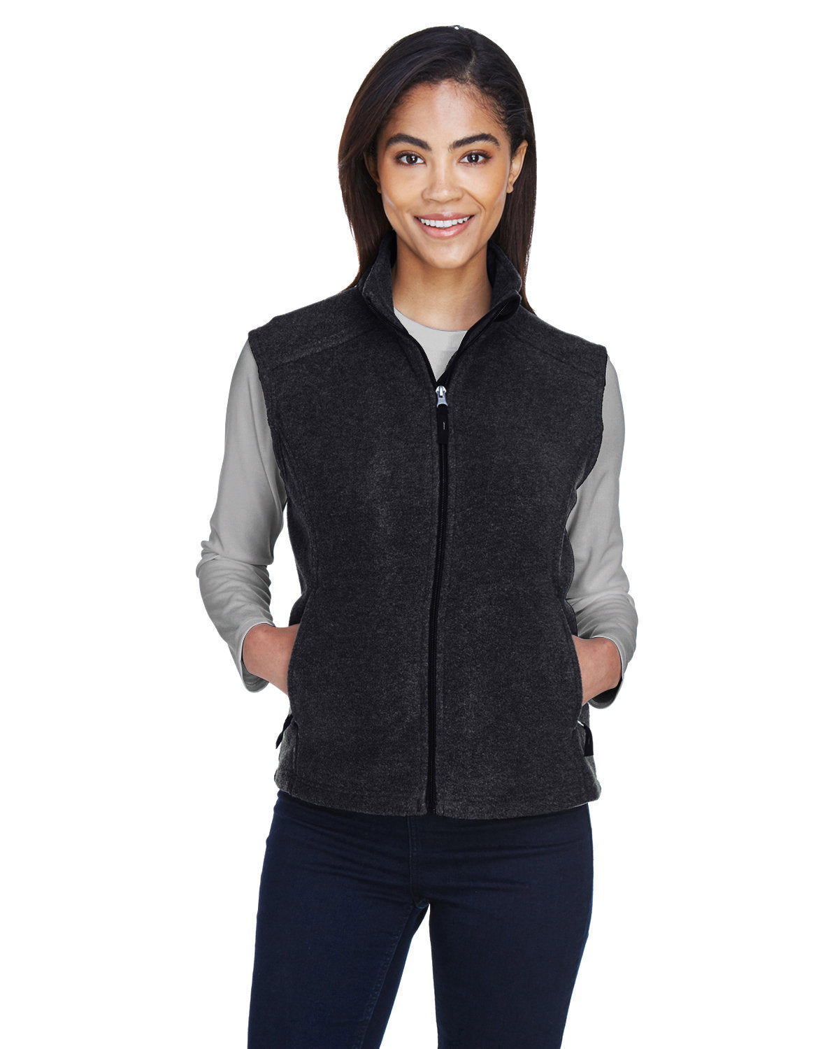 Core 365 Ladies Journey Fleece Vest-Ladies Layering-CORE365-Heather Charcoal-XS-Thread Logic