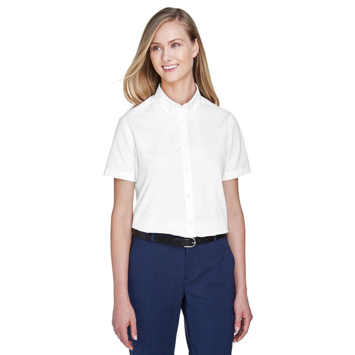 no-logo Core 365 Women's Optimum Short-Sleeve Twill Shirt-Dress Shirts-CORE365-White-XS-Thread Logic