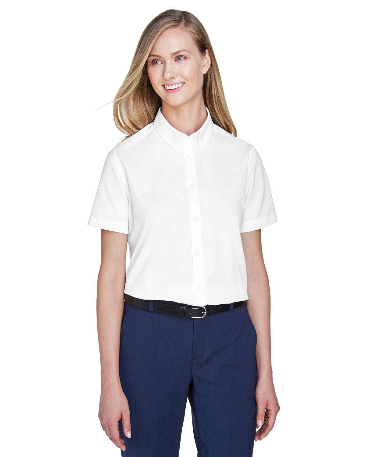 Core 365 Ladies Optimum Short-Sleeve Twill Shirt-Ladies Dress Shirts-CORE365-White-XS-Thread Logic