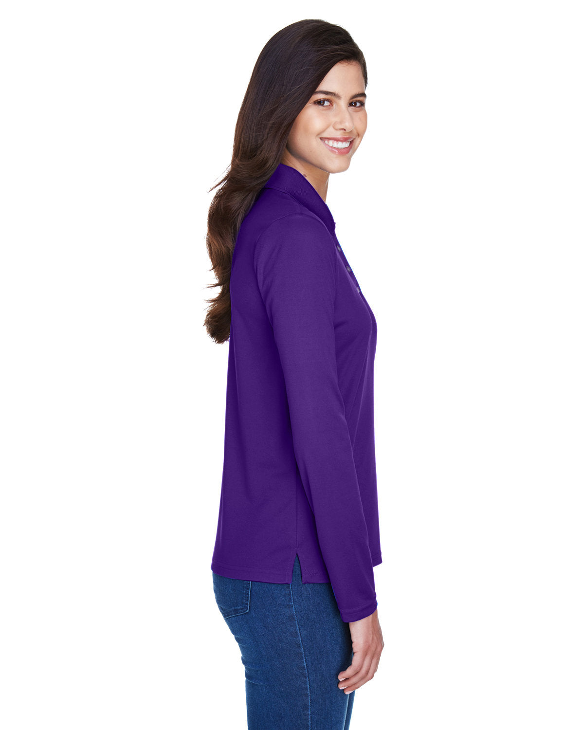 no-logo Core 365 Ladies Pinnacle Performance Long-Sleeve Pique Polo-Ladies Polos-CORE365-Thread Logic