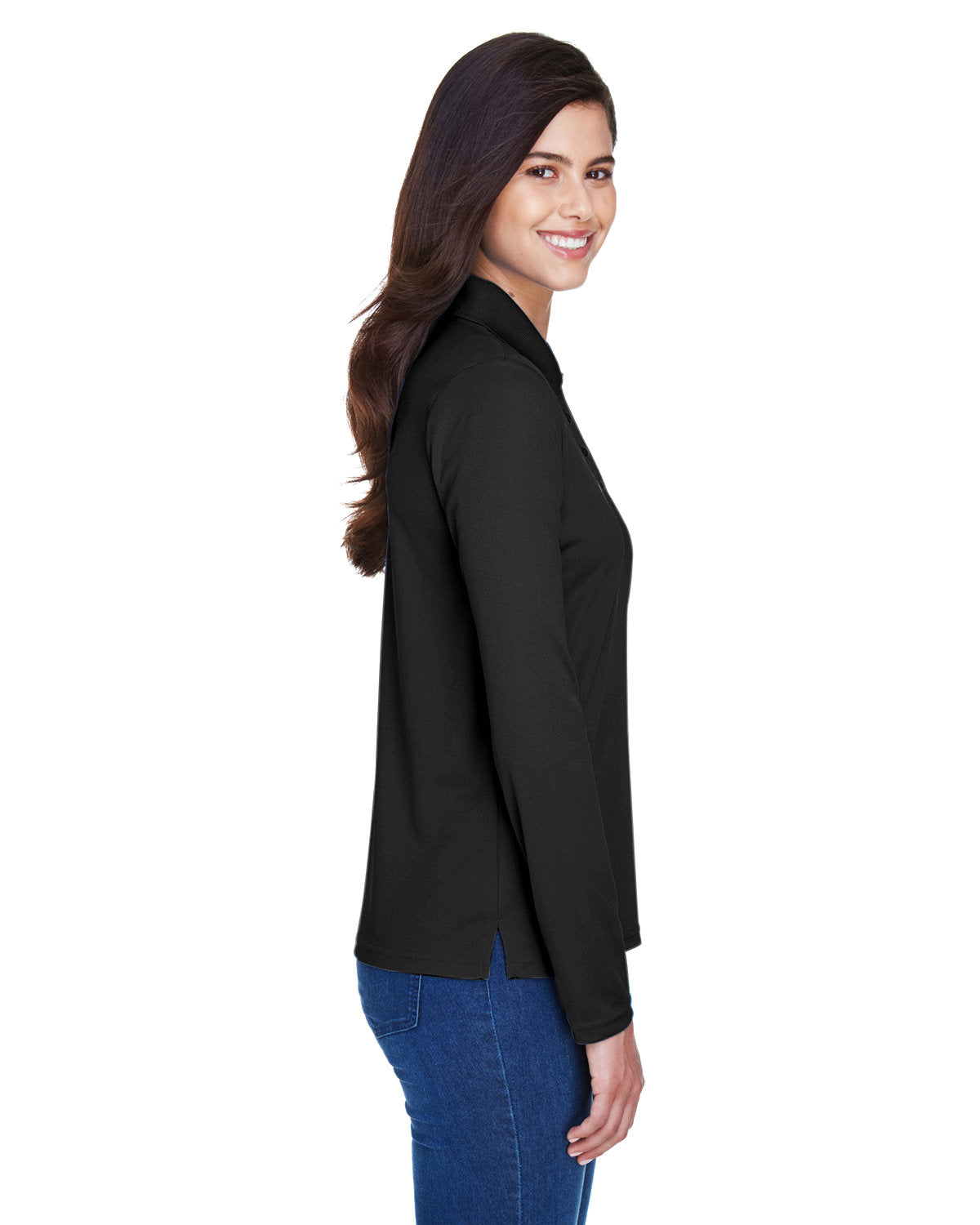 no-logo Core 365 Ladies Pinnacle Performance Long-Sleeve Pique Polo-Ladies Polos-CORE365-Thread Logic