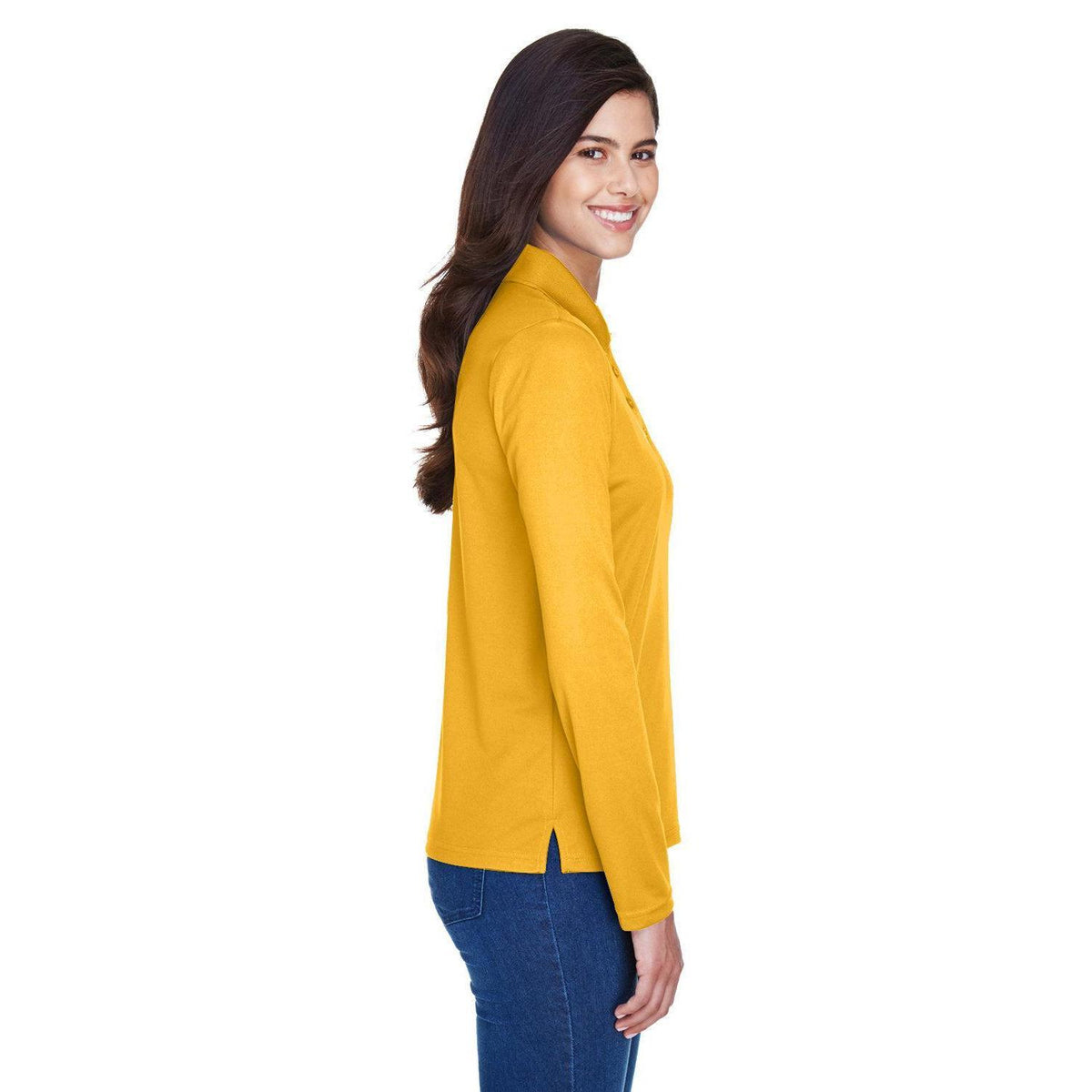 no-logo Core 365 Women's Pinnacle Performance Long-Sleeve Pique Polo-Ladies Polos-CORE365-Thread Logic