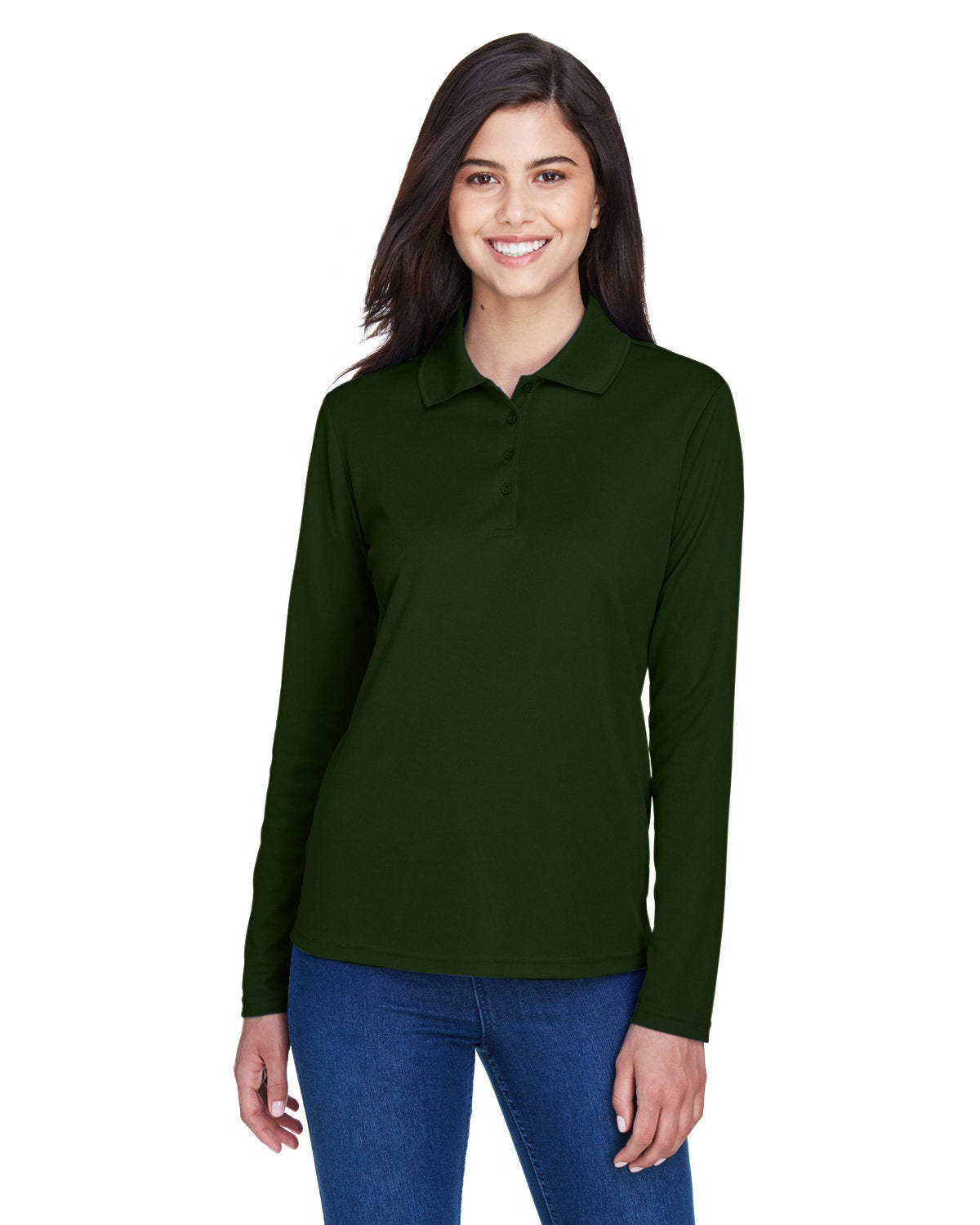 Core 365 Ladies Pinnacle Performance Long-Sleeve Pique Polo-Ladies Polos-CORE365-Forest-XS-Thread Logic