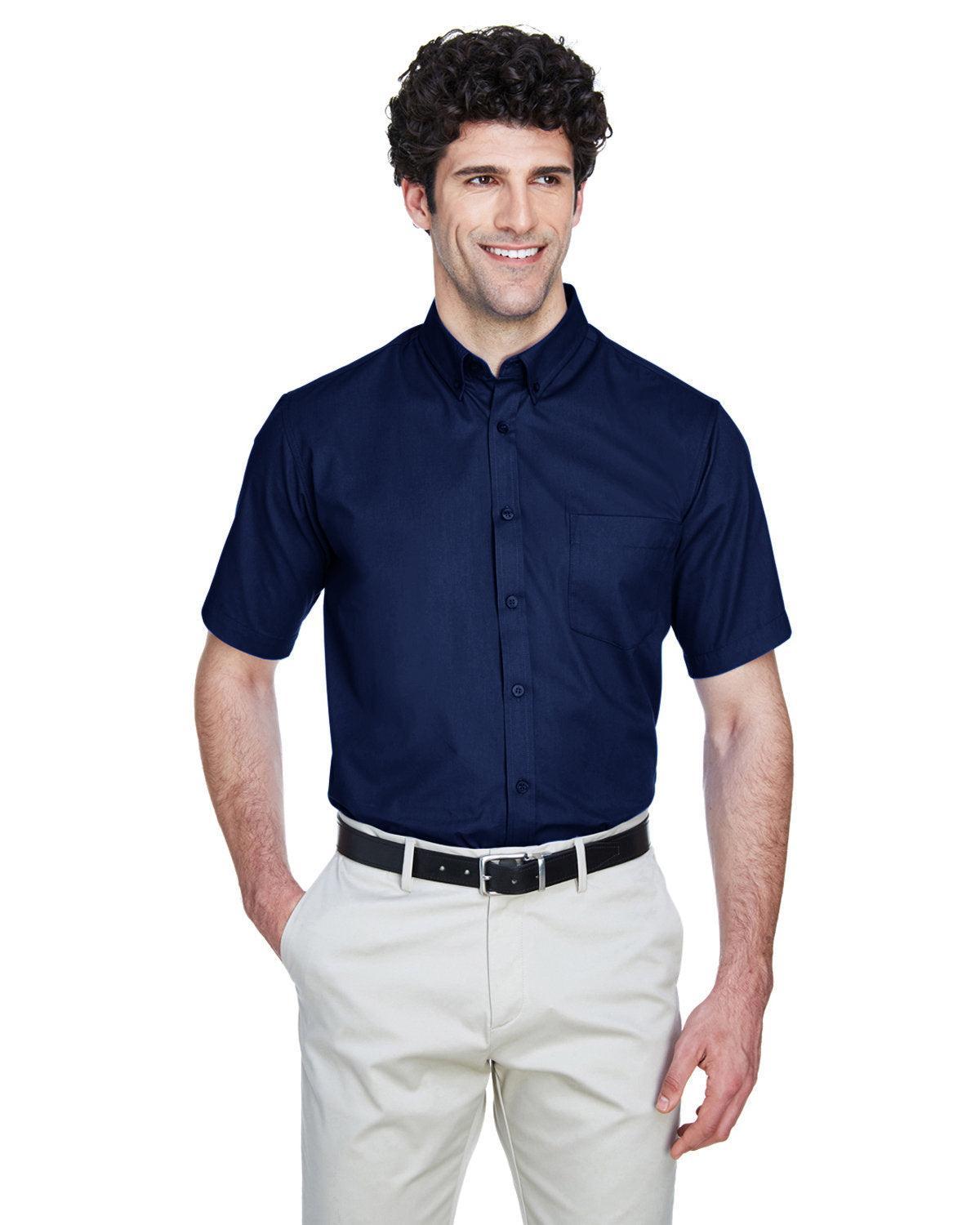 Core 365 Optimum Short-Sleeve Twill Shirt-Men's Dress Shirts-CORE365-Classic Navy-S-Thread Logic