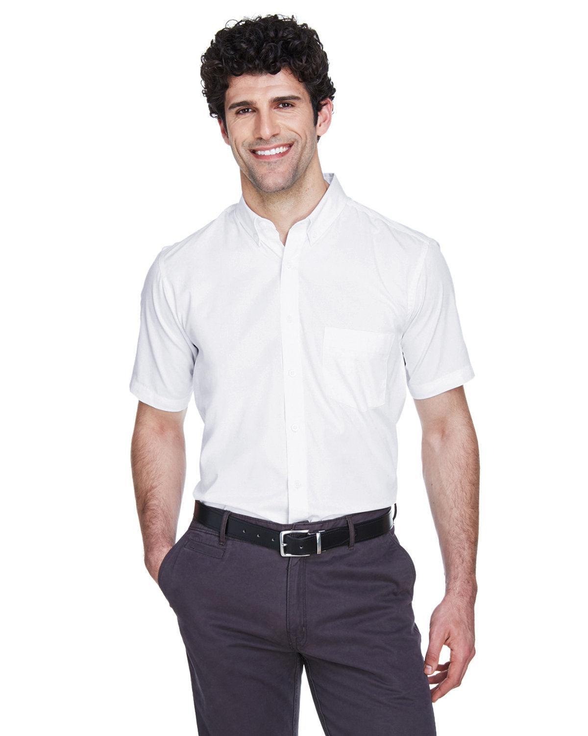 Core 365 Optimum Short-Sleeve Twill Shirt-Men's Dress Shirts-CORE365-White-S-Thread Logic