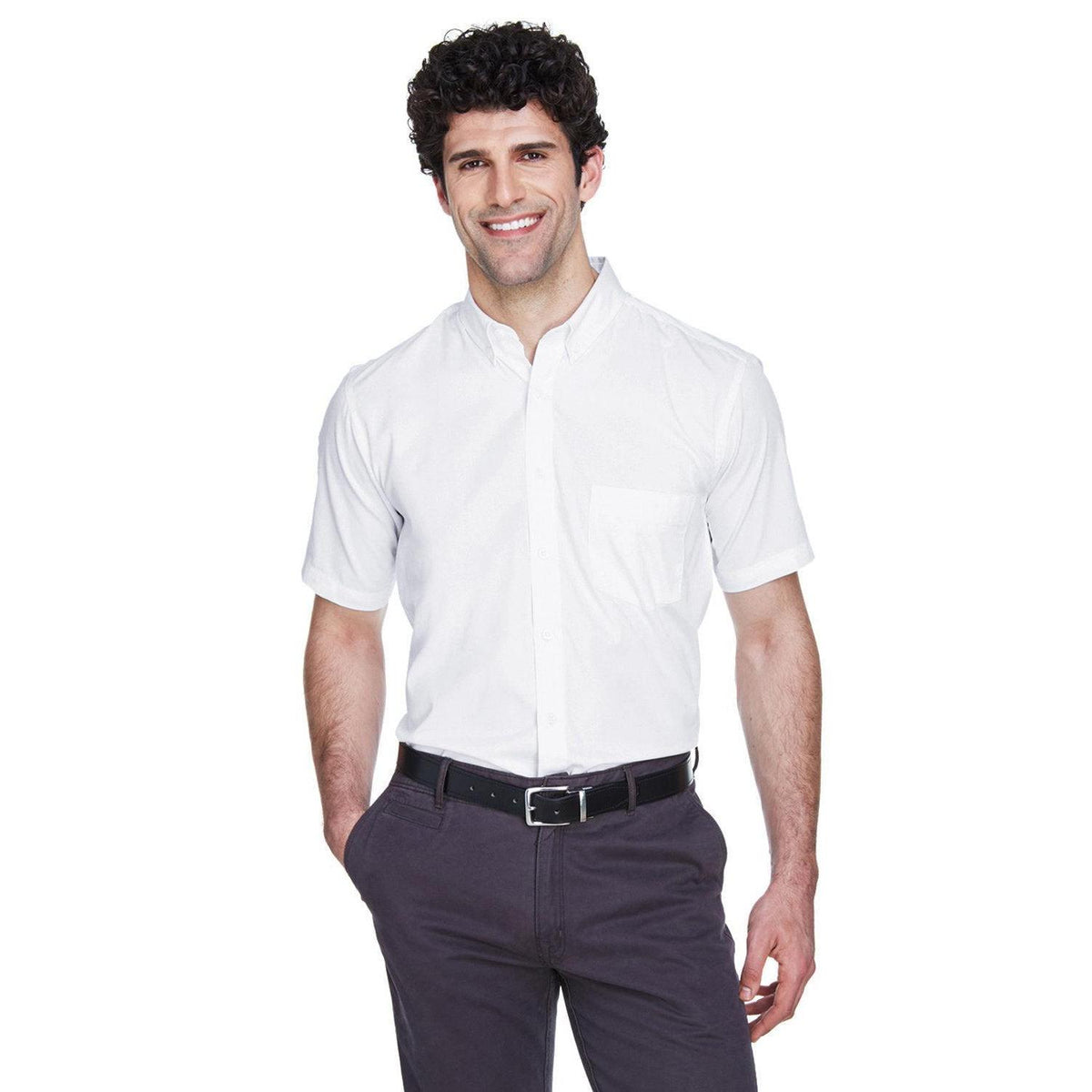 no-logo Core 365 Optimum Short-Sleeve Twill Shirt-Dress Shirts-CORE365-White-S-Thread Logic