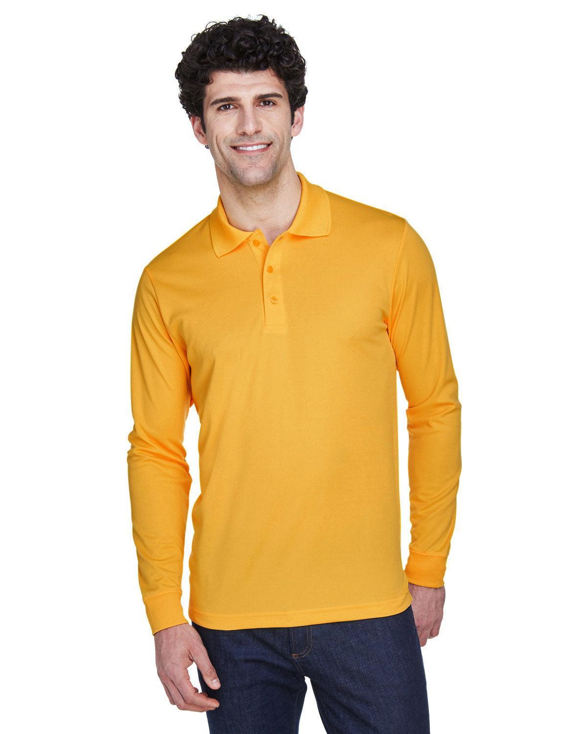 Core 365 Pinnacle Performance Long-Sleeve Pique Polo-Men's Polos-CORE365-Campus Gold-S-Thread Logic