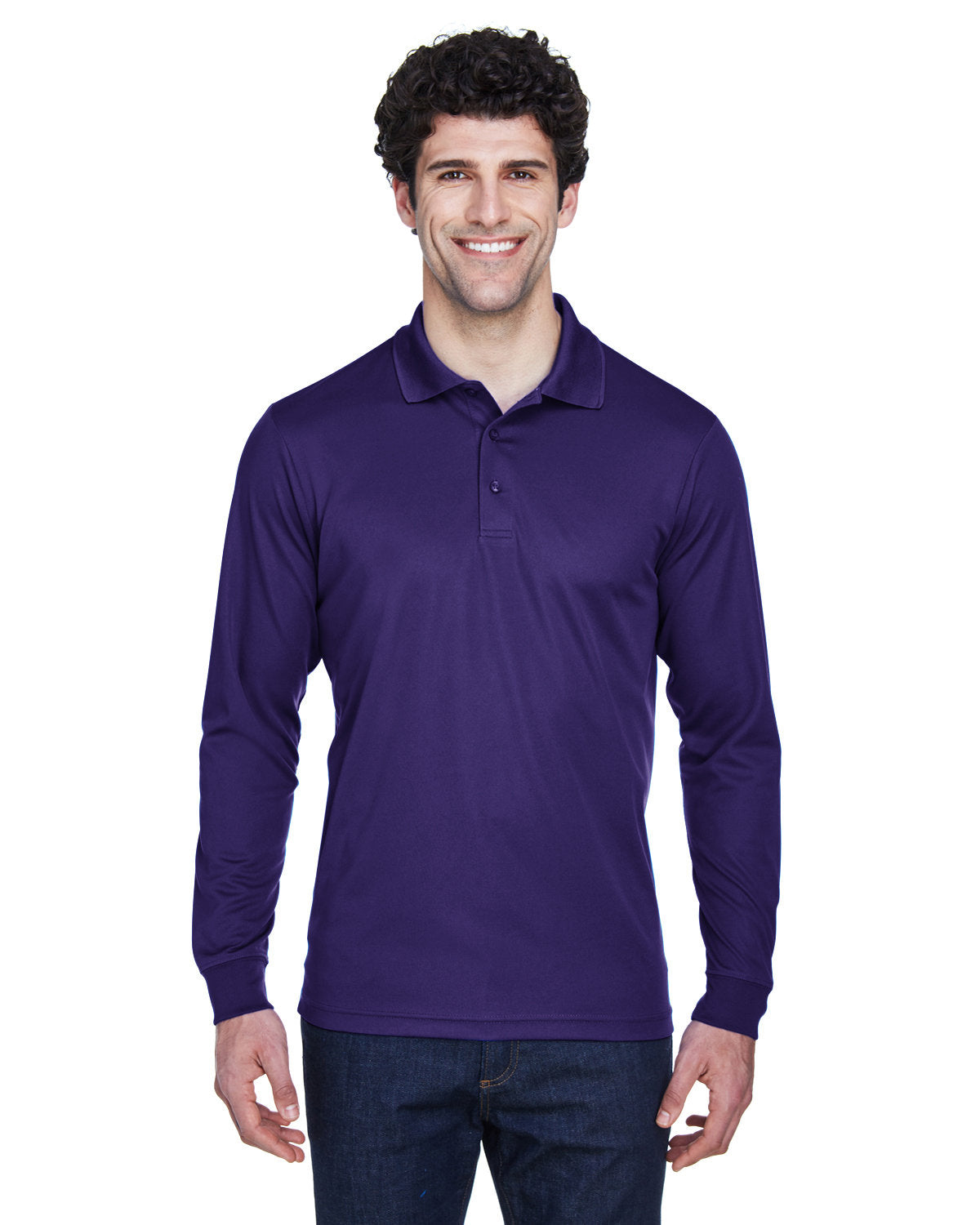 Core 365 Pinnacle Performance Long-Sleeve Pique Polo-Men's Polos-CORE365-Campus Purple-S-Thread Logic