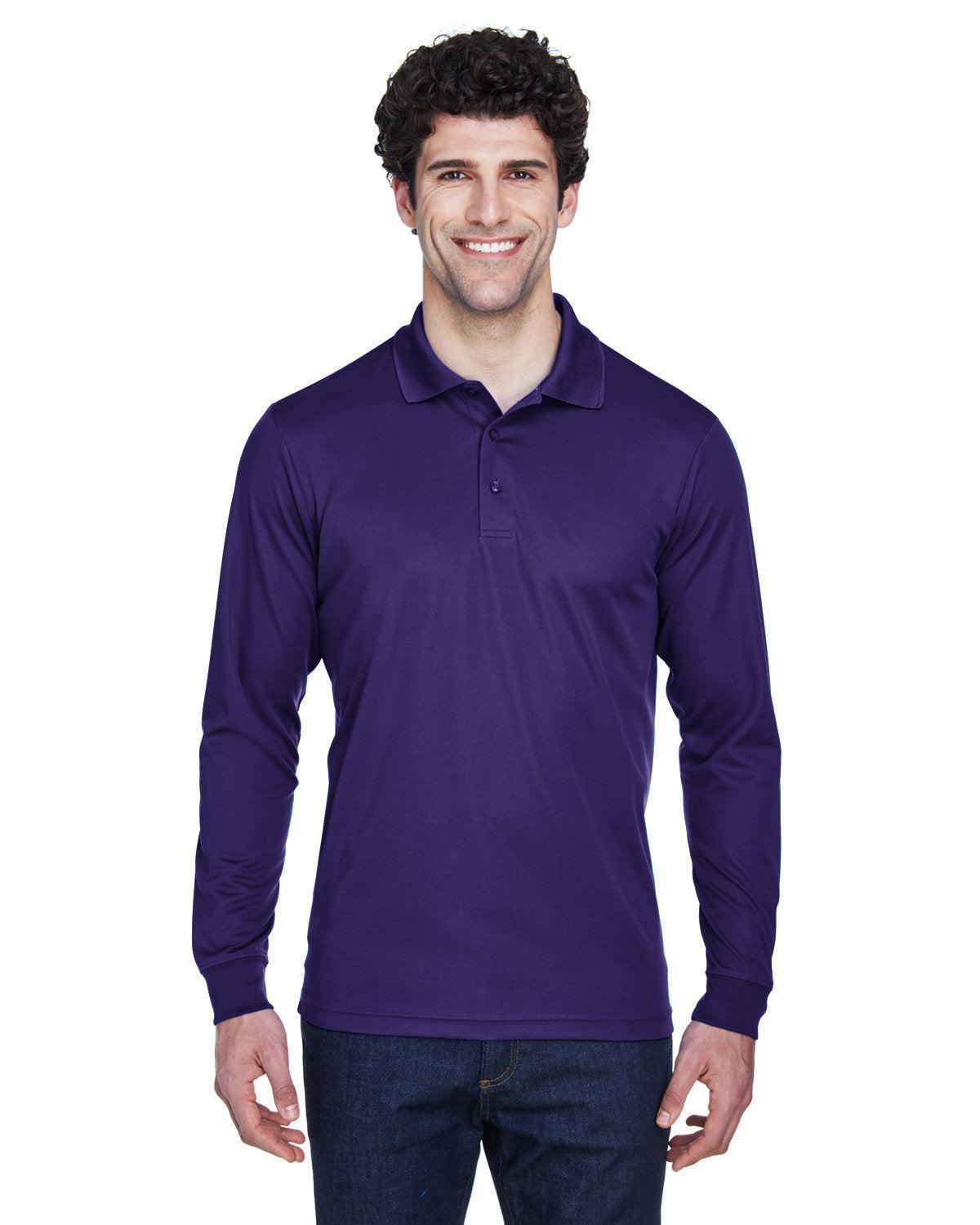 Core 365 Pinnacle Performance Long-Sleeve Pique Polo-Men's Polos-CORE365-Campus Purple-S-Thread Logic