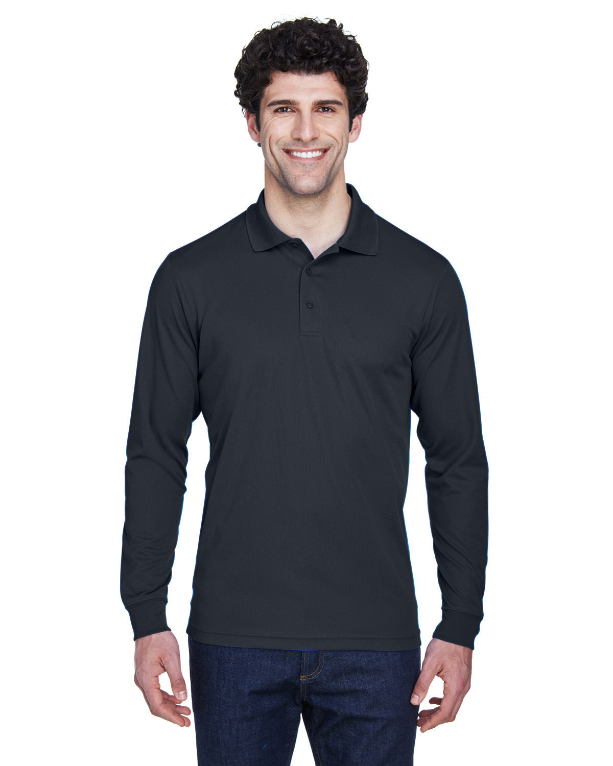 Core 365 Pinnacle Performance Long-Sleeve Pique Polo-Men's Polos-CORE365-Carbon-S-Thread Logic