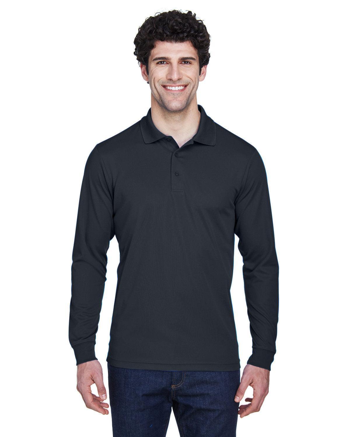 Core 365 Pinnacle Performance Long-Sleeve Pique Polo-Men's Polos-CORE365-Carbon-S-Thread Logic