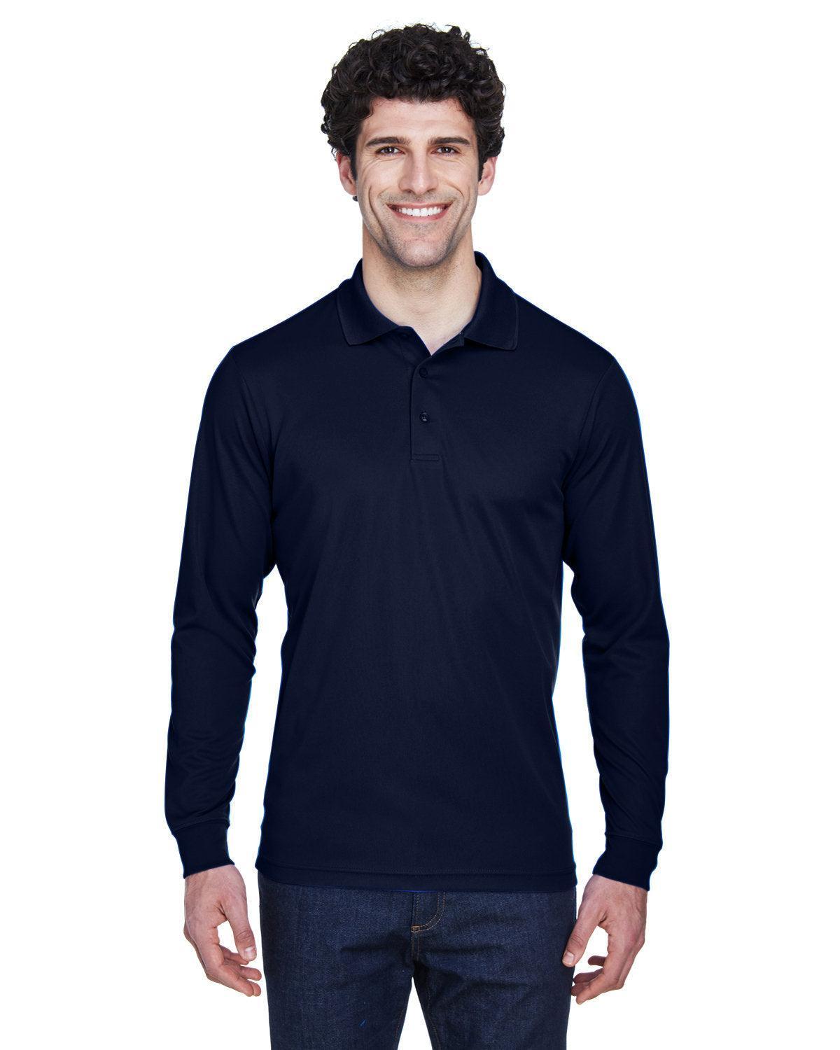 Core 365 Pinnacle Performance Long-Sleeve Pique Polo-Men's Polos-CORE365-Classic Navy-S-Thread Logic