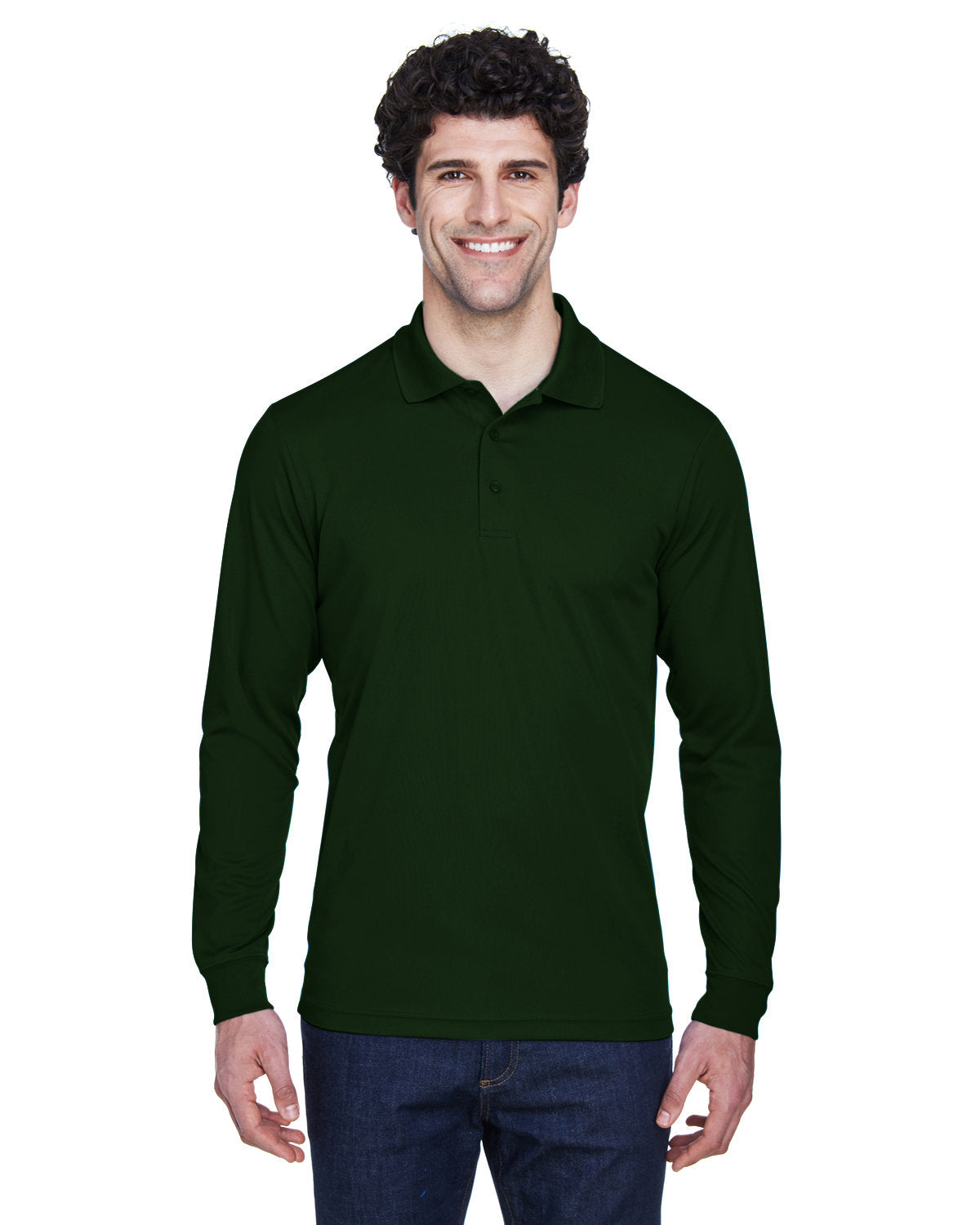 Core 365 Pinnacle Performance Long-Sleeve Pique Polo-Men's Polos-CORE365-Forest-S-Thread Logic