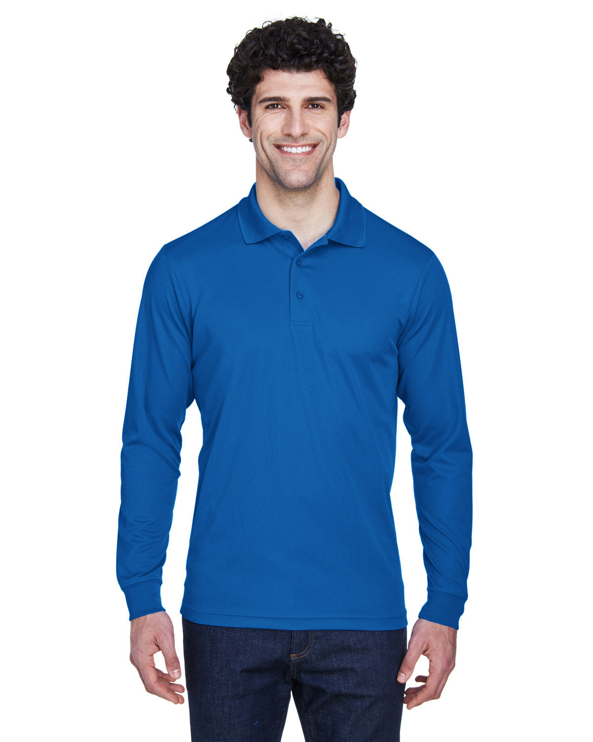 Core 365 Pinnacle Performance Long-Sleeve Pique Polo-Men's Polos-CORE365-True Royal-S-Thread Logic