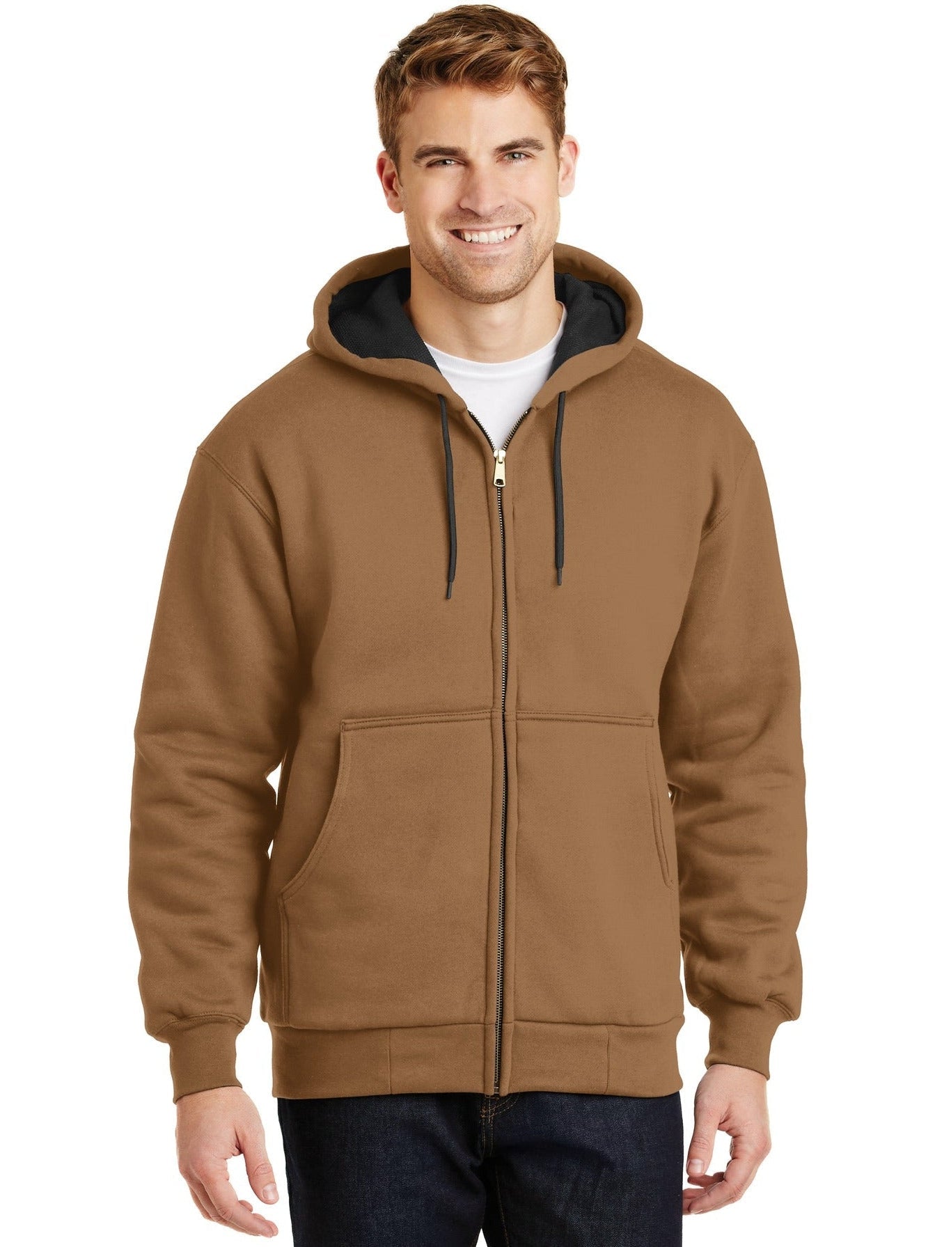 no-logo CornerStone Full-Zip Hooded Sweatshirt with Thermal Lining-Regular-Cornerstone-Thread Logic