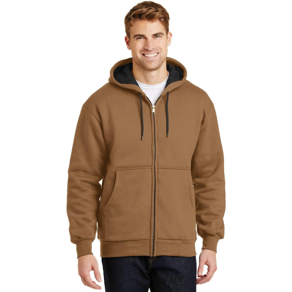 no-logo CornerStone Full-Zip Hooded Sweatshirt with Thermal Lining-Full Zips-Cornerstone-Thread Logic