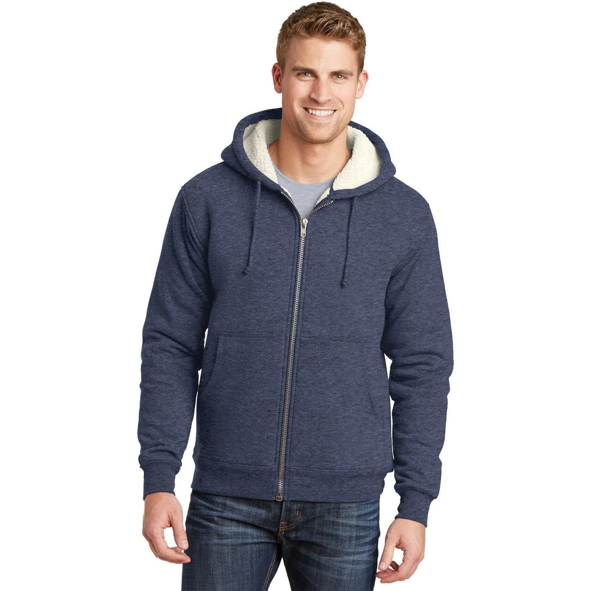 no-logo CornerStone Heavyweight Sherpa-Lined Hooded Fleece Jacket-Regular-Cornerstone-Thread Logic
