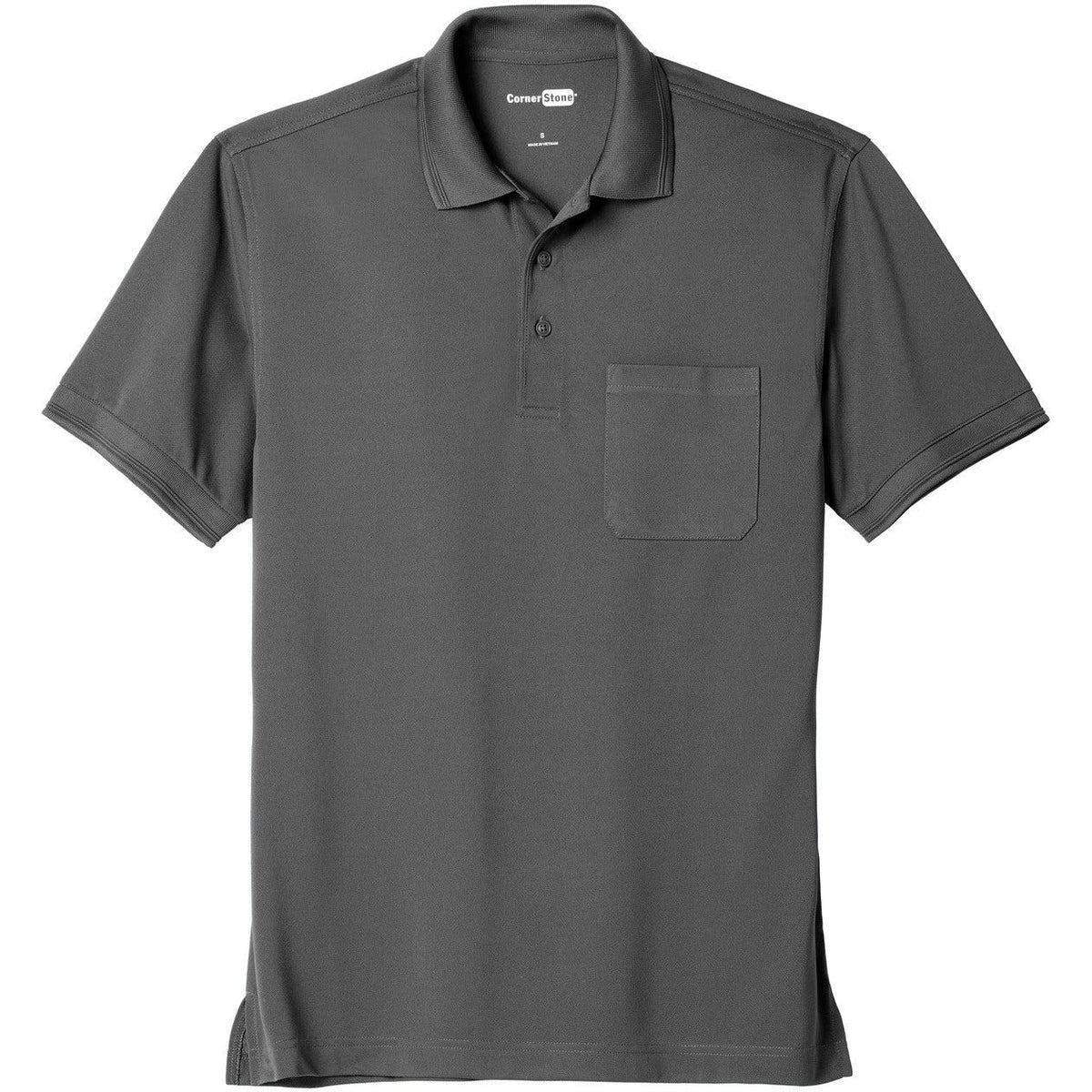 no-logo CornerStone Industrial Snag-Proof Pique Pocket Polo-Regular-Cornerstone-Charcoal-XS-Thread Logic