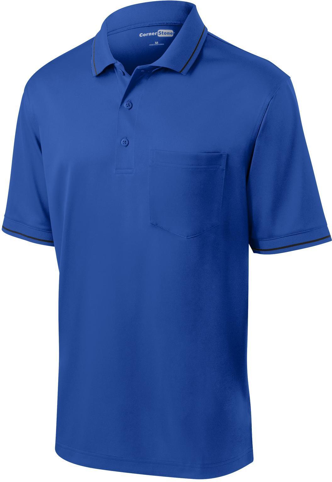 CornerStone Snag-Proof Tipped Pocket Polo-Regular-Cornerstone-Royal/Black-S-Thread Logic