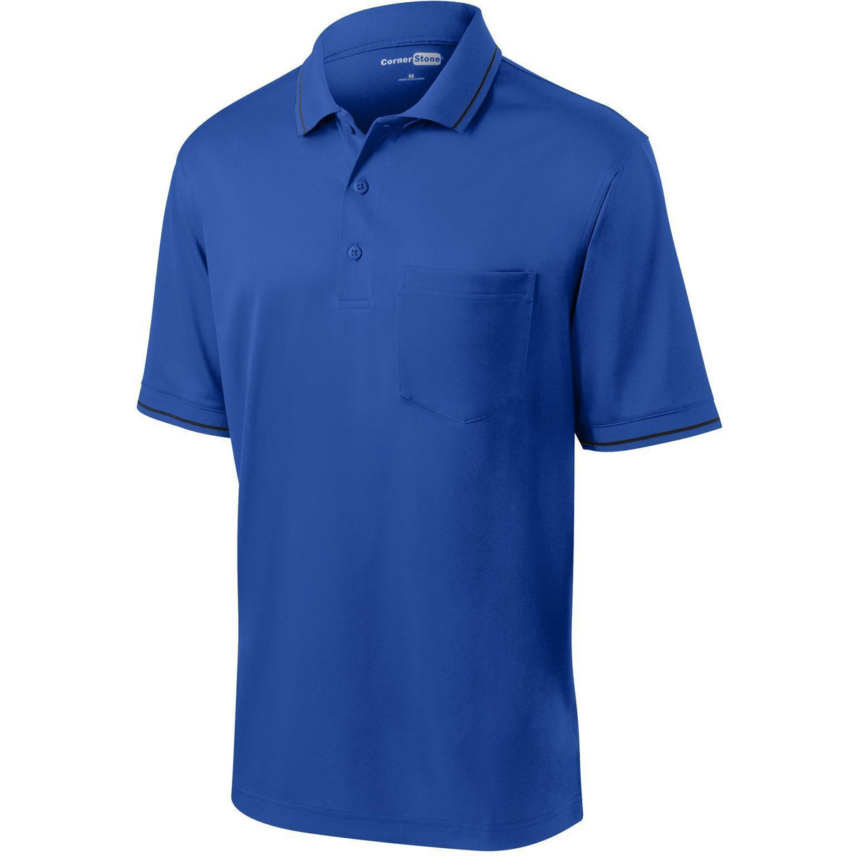 no-logo CornerStone Snag-Proof Tipped Pocket Polo-Regular-Cornerstone-Royal/Black-S-Thread Logic
