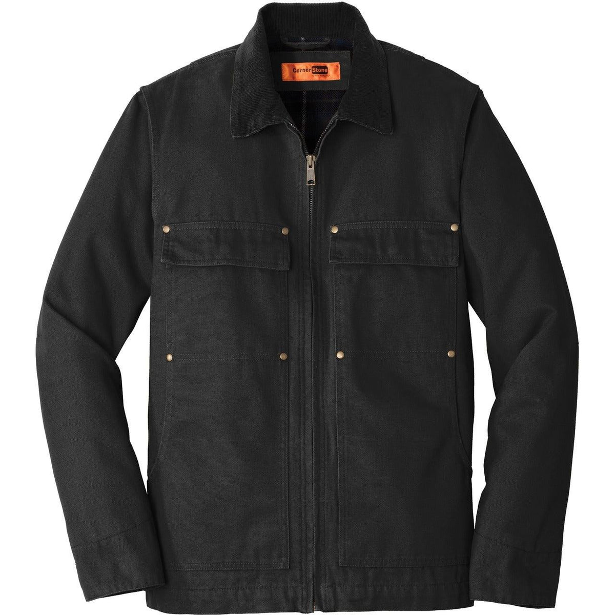 logo-left CornerStone Washed Duck Cloth Chore Coat-Active-Cornerstone-Black-S-Thread Logic