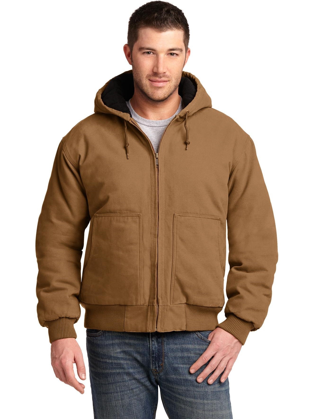 no-logo CornerStone Washed Duck Cloth Insulated Hooded Work Jacket-Regular-Cornerstone-Thread Logic