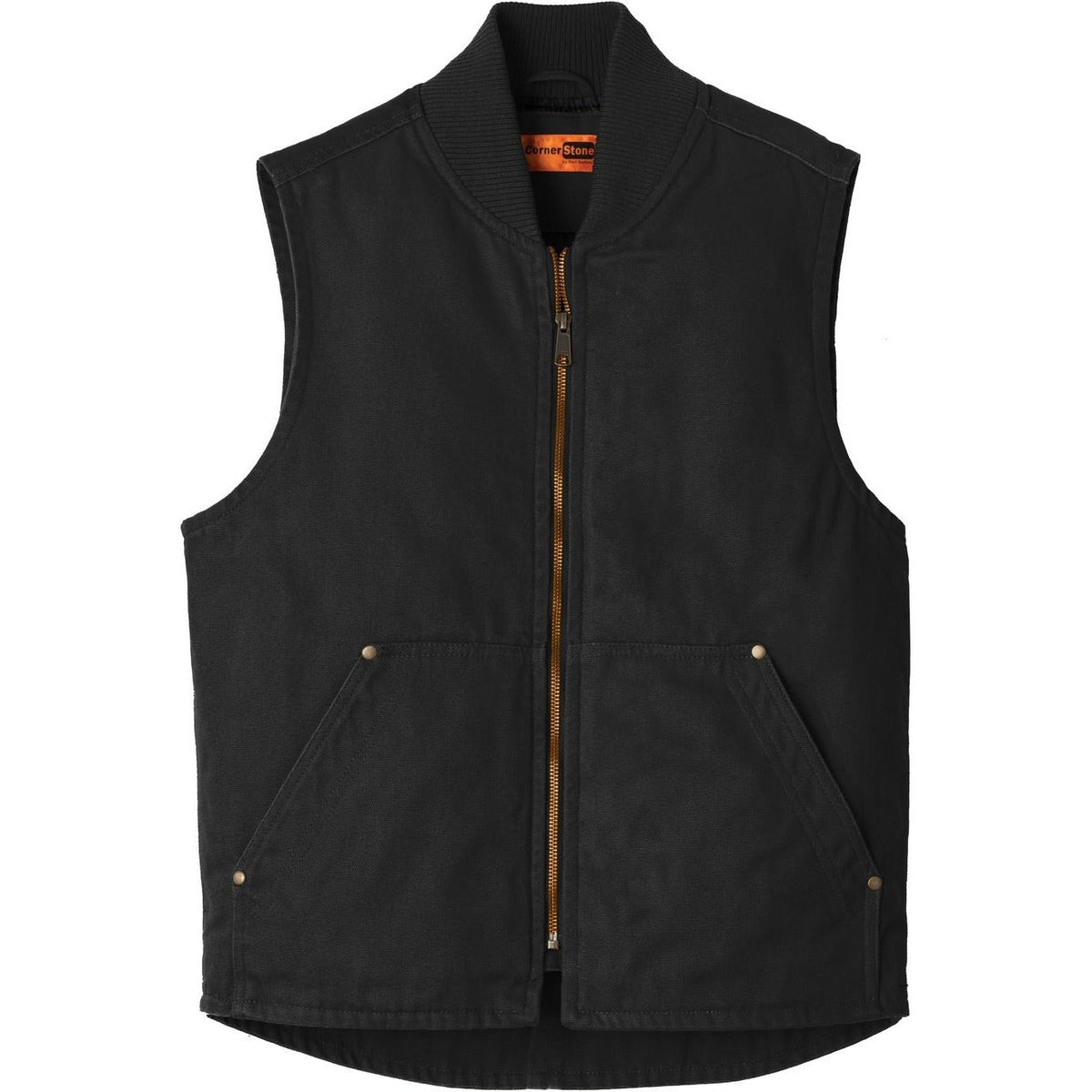 no-logo CornerStone Washed Duck Cloth Vest-Vests-Cornerstone-Black-S-Thread Logic