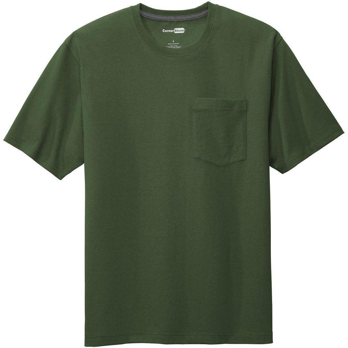 no-logo CornerStone Workwear Pocket Tee-Polos-Cornerstone-Dark Green-S-Thread Logic