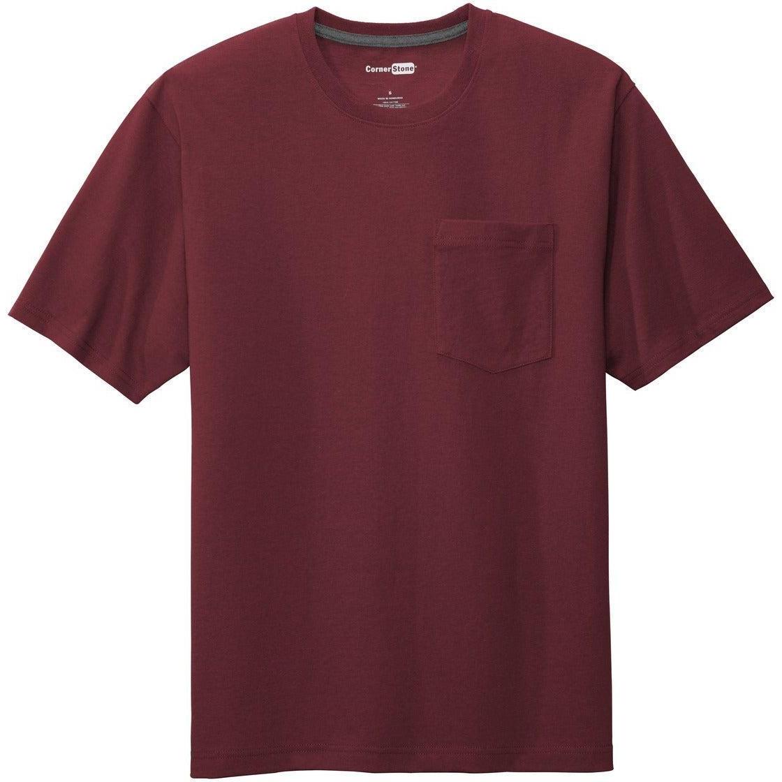 no-logo CornerStone Workwear Pocket Tee-Polos-Cornerstone-Maroon-S-Thread Logic