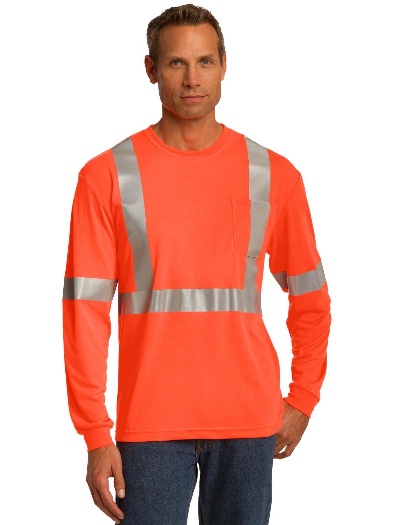 no-logo Cornerstone ANSI 107 Class 2 Long Sleeve Safety T-Shirt-Regular-CornerStone-Thread Logic