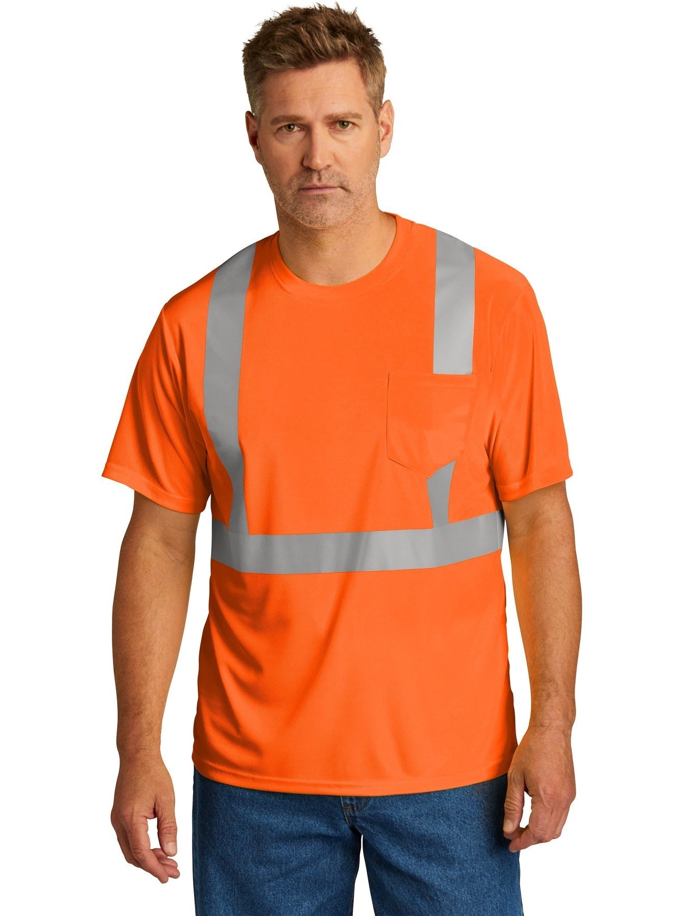 no-logo Cornerstone ANSI 107 Class 2 Mesh Tee-Regular-CornerStone-Thread Logic