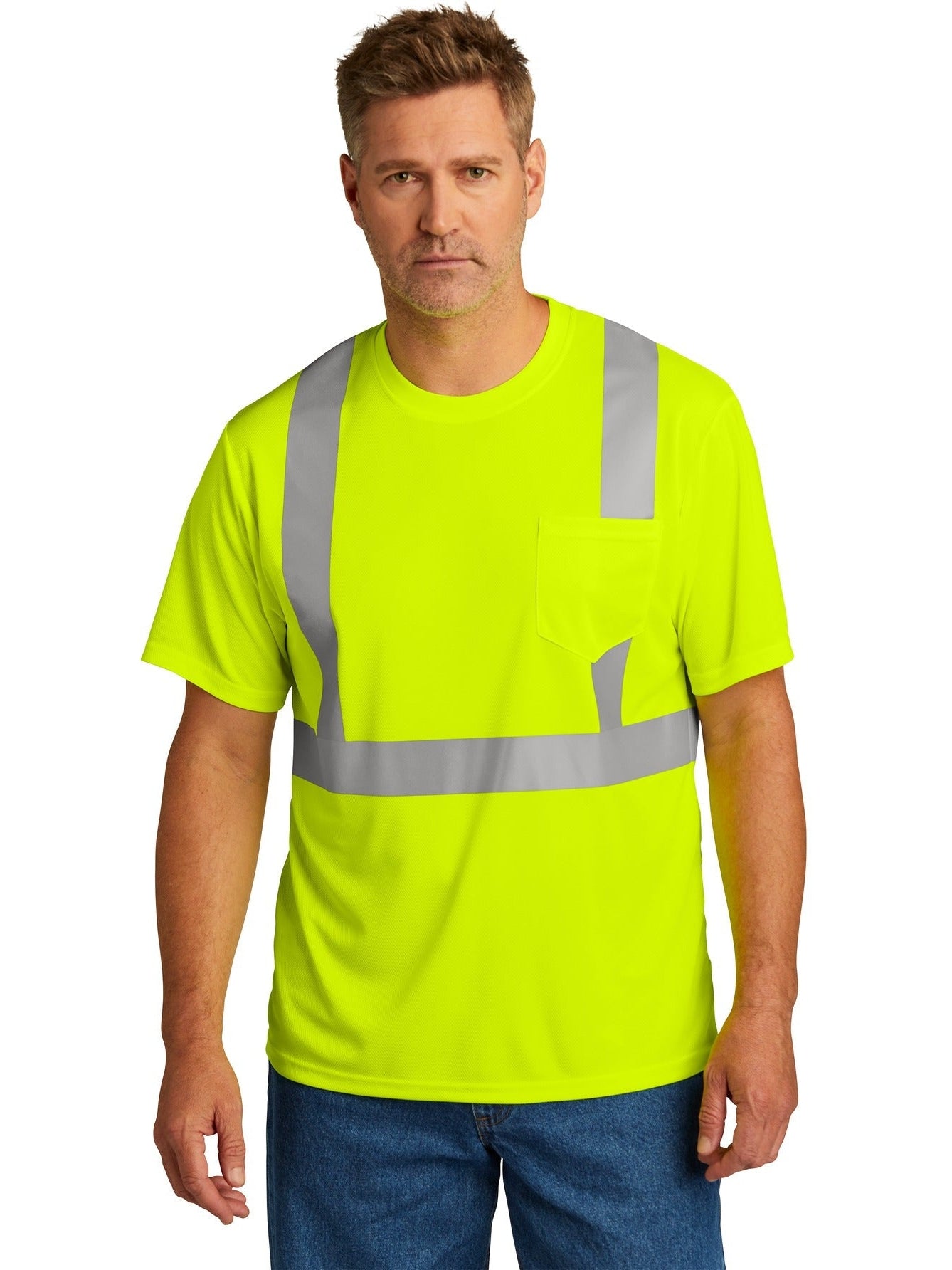no-logo Cornerstone ANSI 107 Class 2 Mesh Tee-Regular-CornerStone-Thread Logic