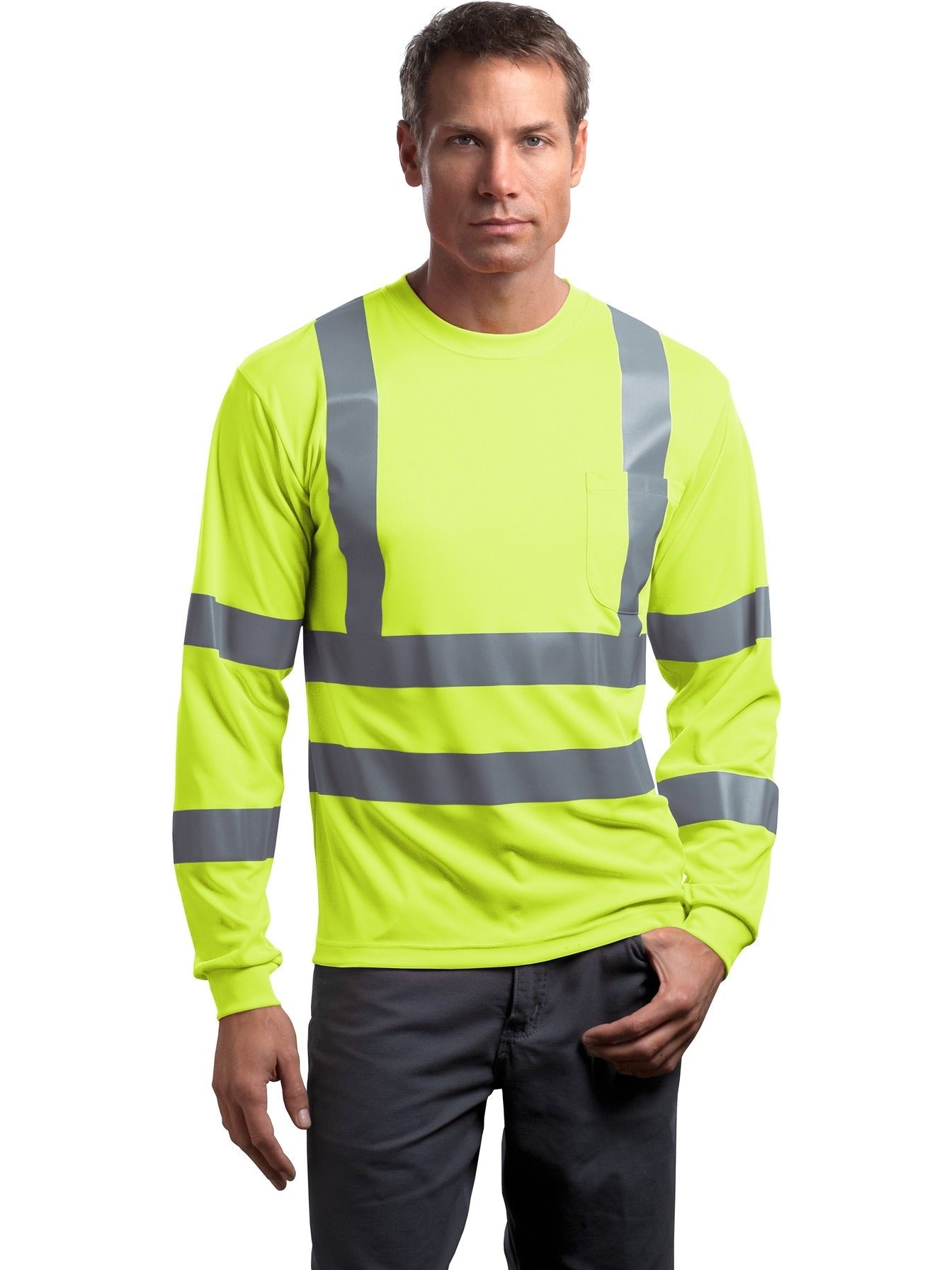no-logo Cornerstone ANSI 107 Class 3 Long Sleeve Snag-Resistant Reflective T-Shirt-Regular-CornerStone-Thread Logic