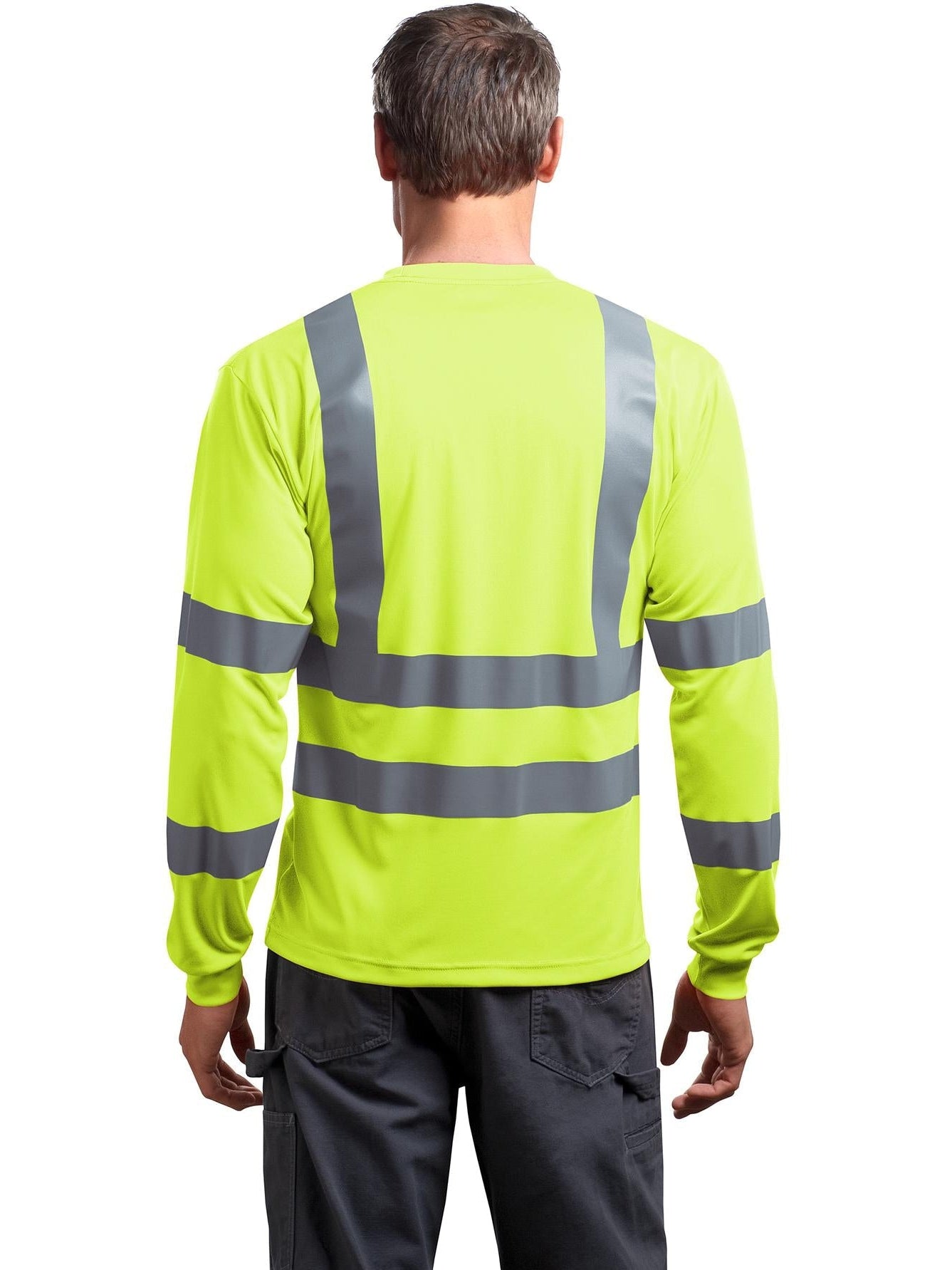 no-logo Cornerstone ANSI 107 Class 3 Long Sleeve Snag-Resistant Reflective T-Shirt-Regular-CornerStone-Thread Logic